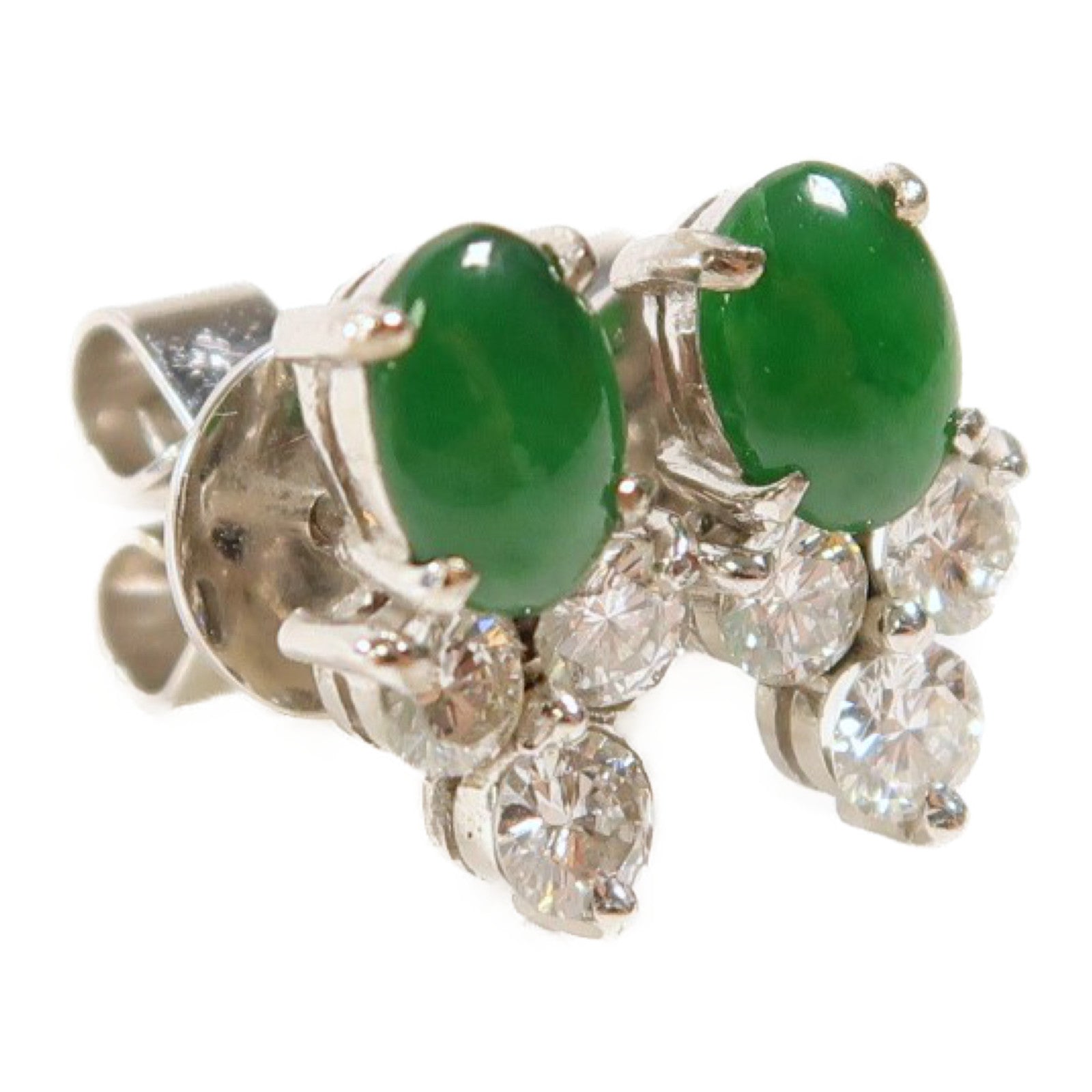 JEWELRY 【激減優惠】18K白金Jade/Diamond Earrings翡翠/鑽石耳環
