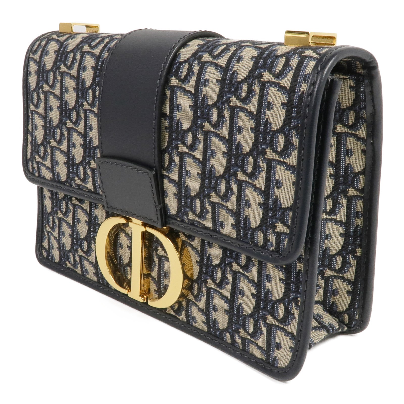 Dior 帆布Oblique 30 Montaigne金扣肩背袋