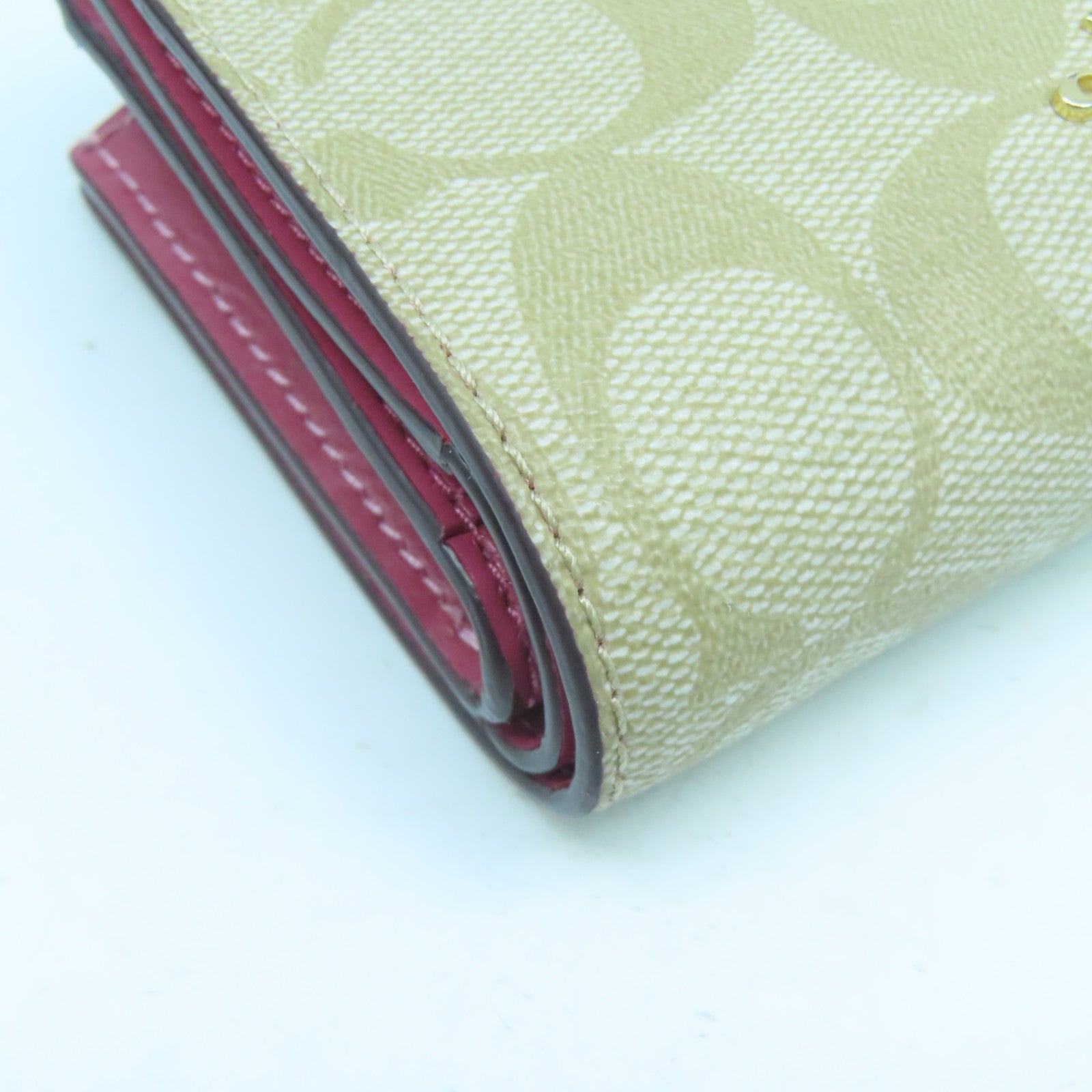 COACH 【激減優惠】塗層帆布Wallet金扣錢包粉紅色/米色