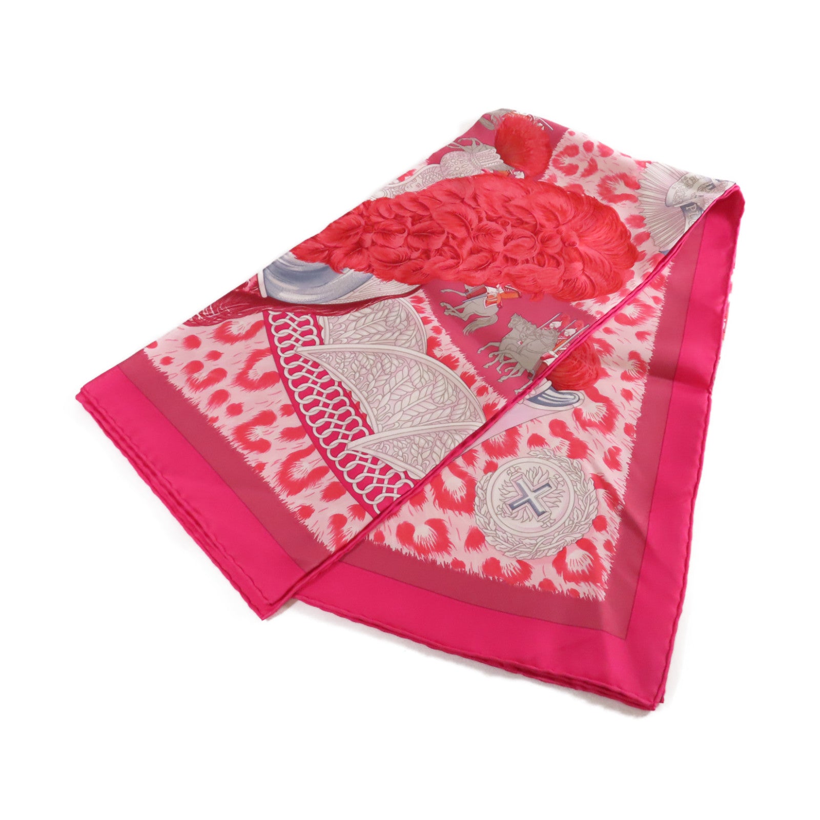 HERMES 【激減優惠】絲質90x90 Scarf絲巾粉紅色/白色/紅色/彩色