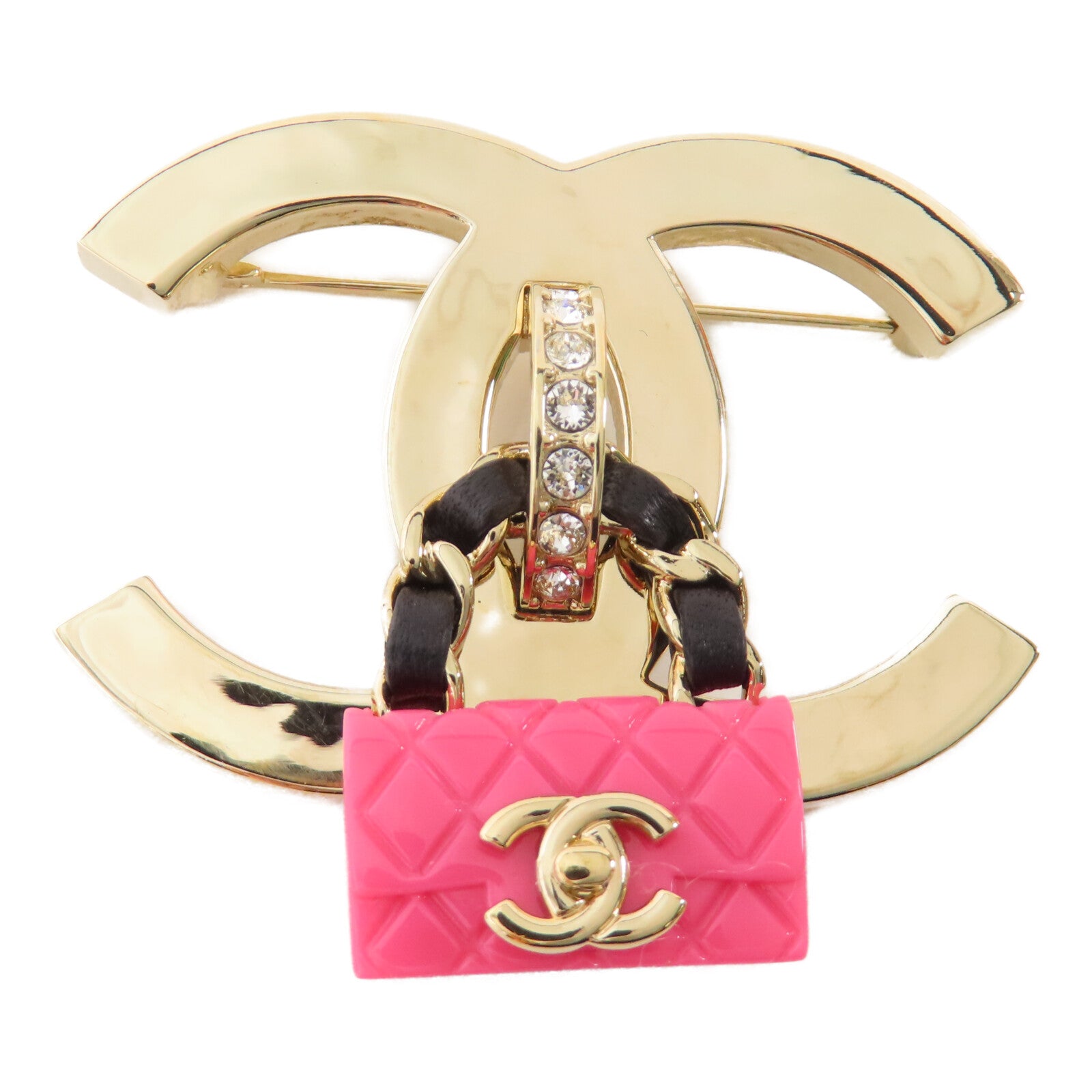 CHANEL 金屬/水鑽Brooch金扣胸針