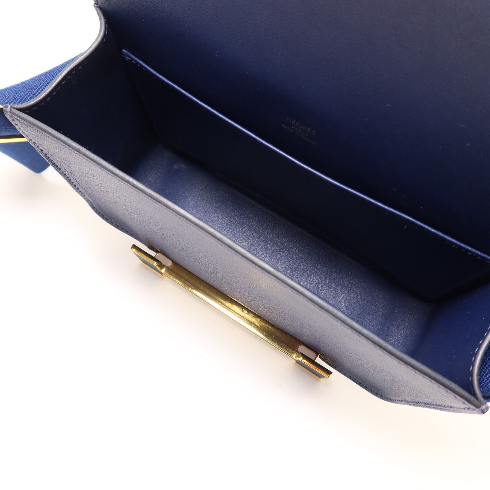 HERMES Chevre Mysore皮革Geta肩背袋Bleu Nuit