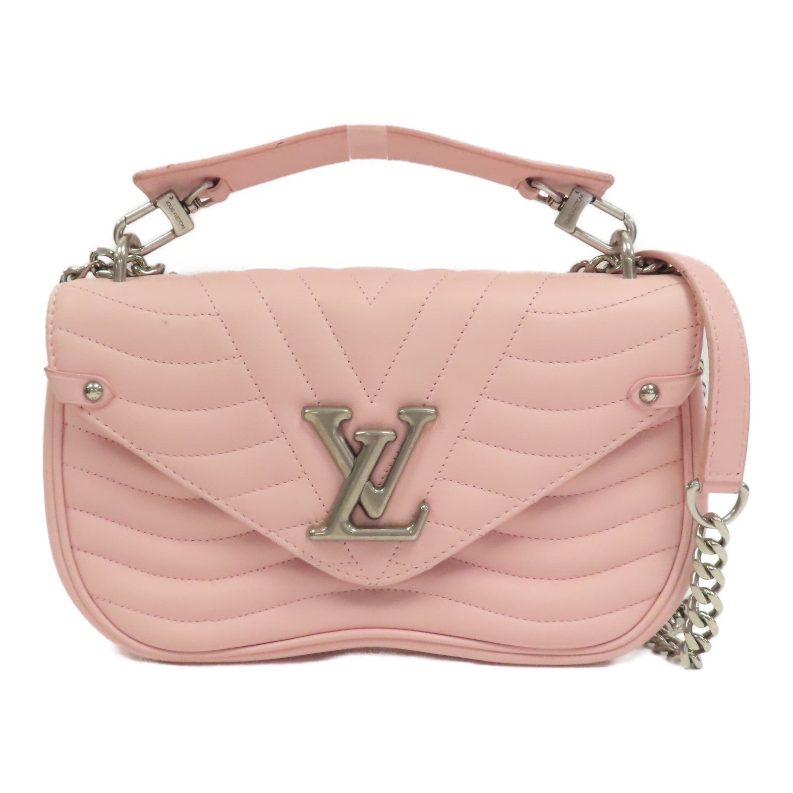 LOUIS VUITTON 【激減優惠】牛皮皮革New Wave MM銀扣手挽肩背兩用袋粉紅色