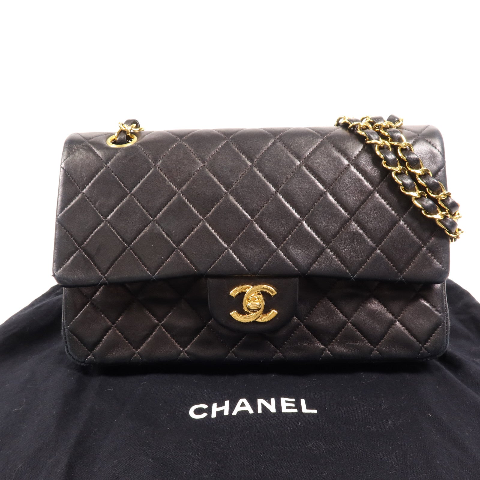 CHANEL 羊皮皮革Vintage Classic 11.12金扣鏈帶肩背袋