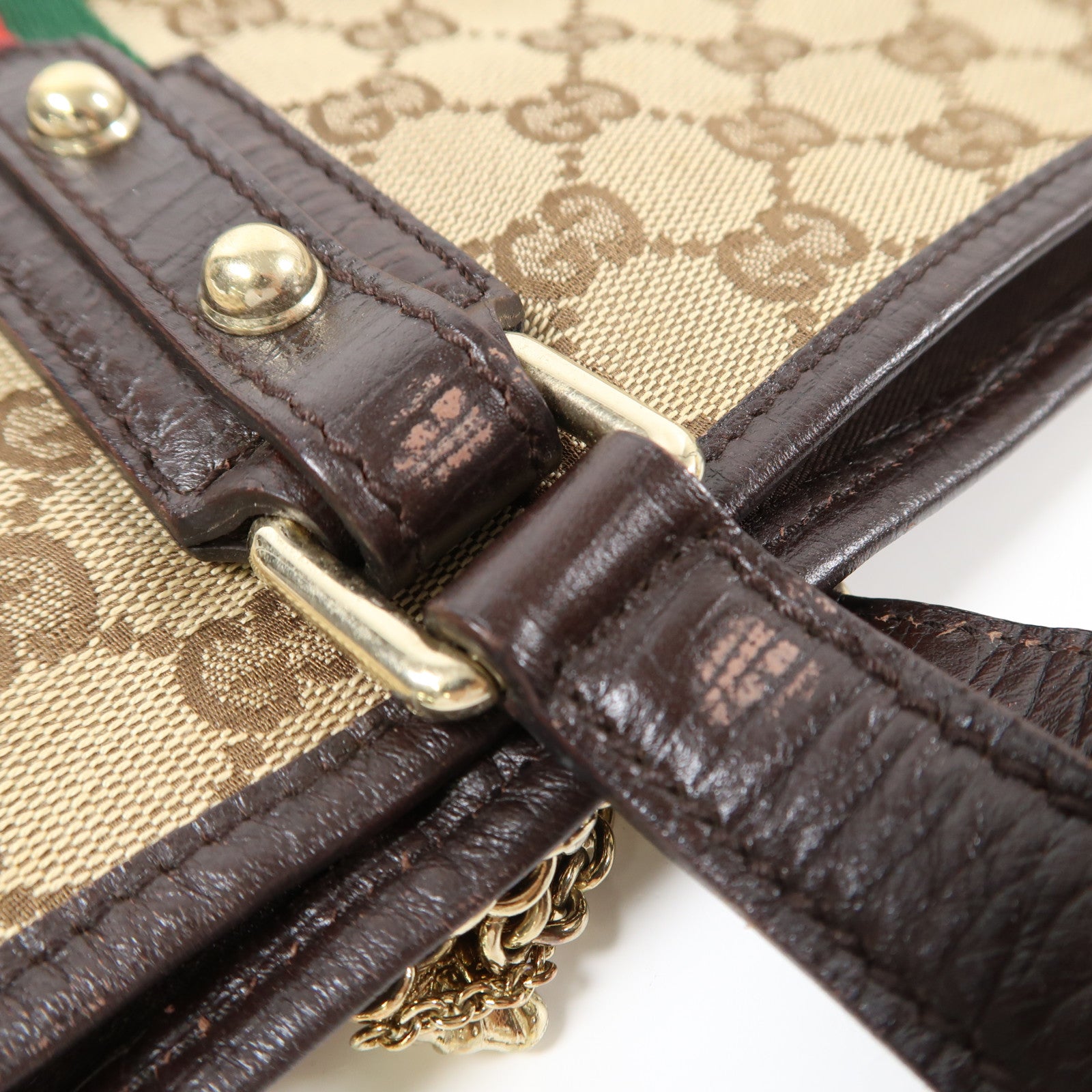 GUCCI 帆布Shoulder Bag金扣肩背袋