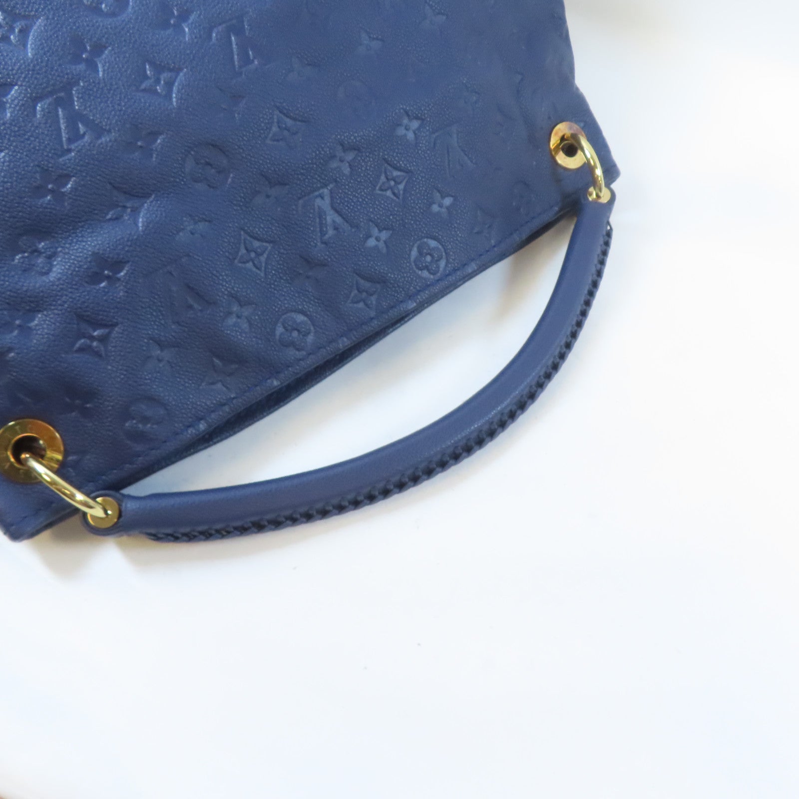 LOUIS VUITTON Monogram Empreinte Artsy MM金扣肩背袋藍色