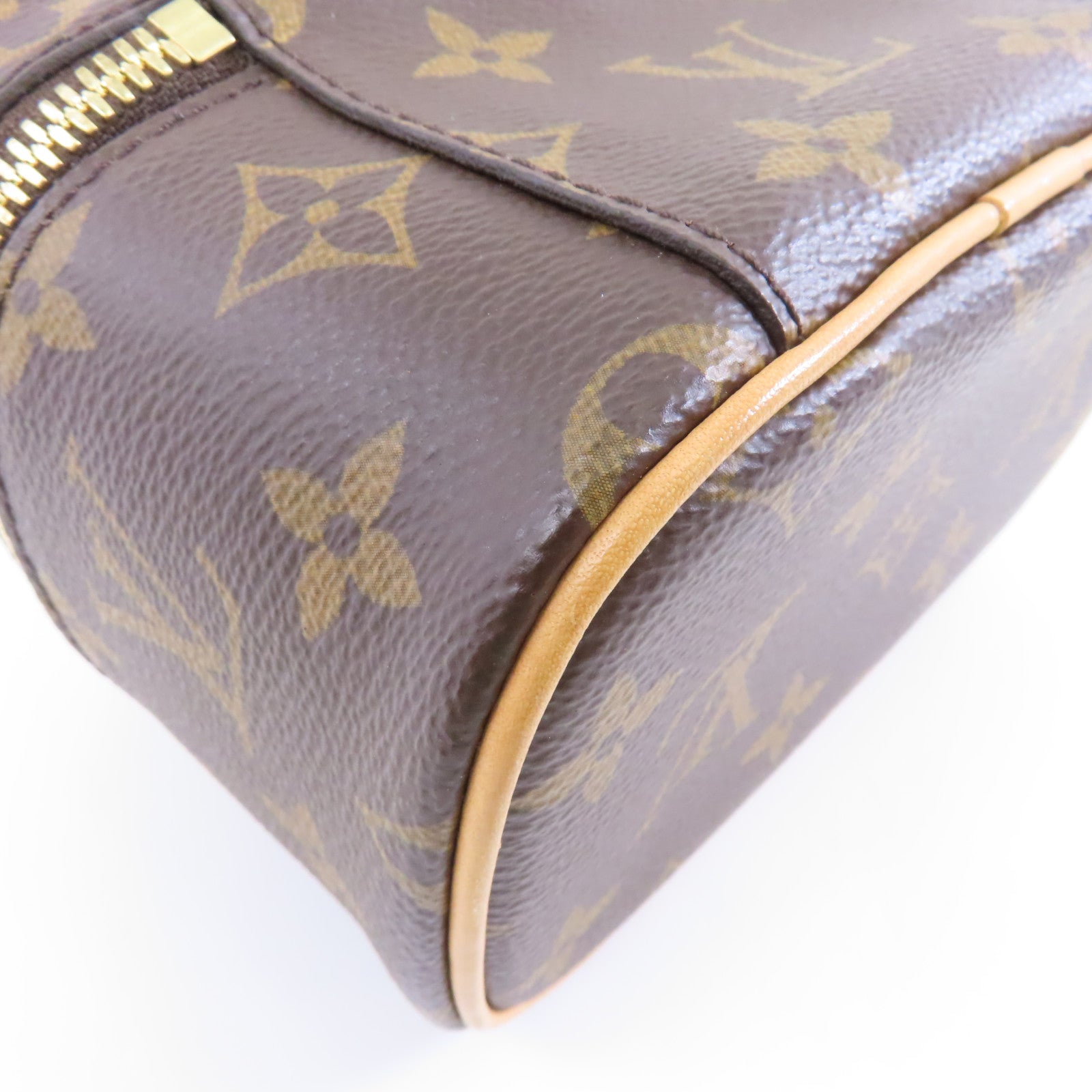 LOUIS VUITTON Monogram Nice Nano金扣手挽袋棕色