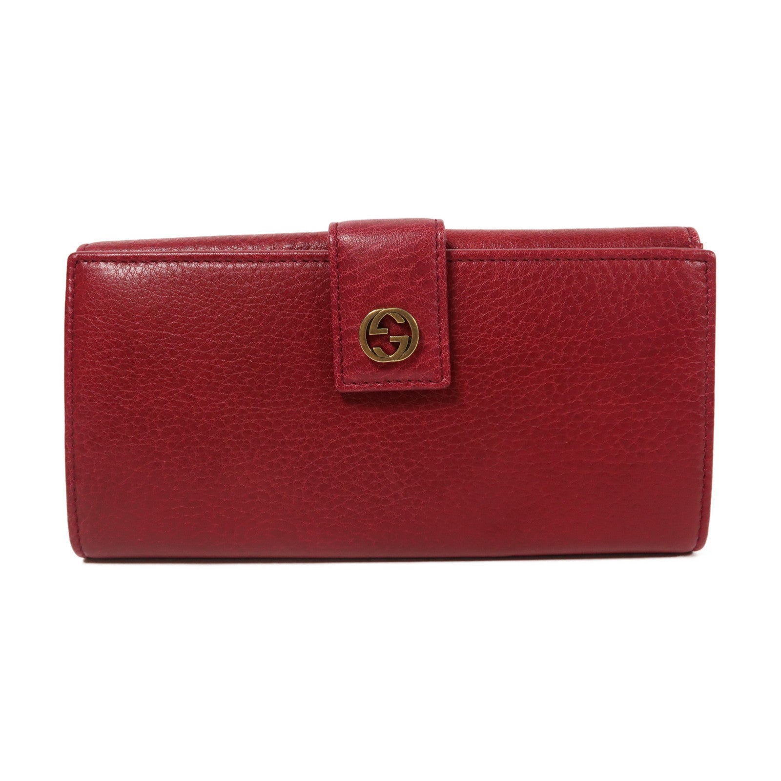 GUCCI 牛皮皮革Long Wallet金扣長錢包紅色