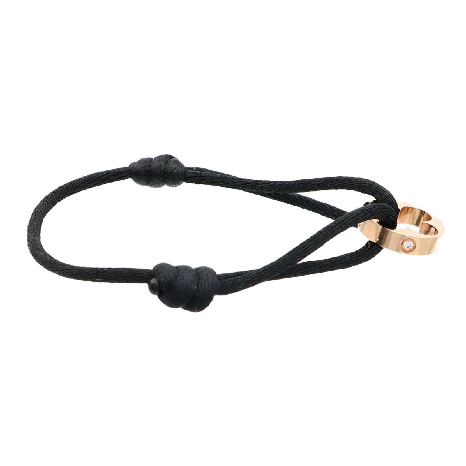 LOUIS VUITTON 18K玫瑰金/聚酯纖維Empreinte Cord 4Dia Bracelet鑽石手鐲