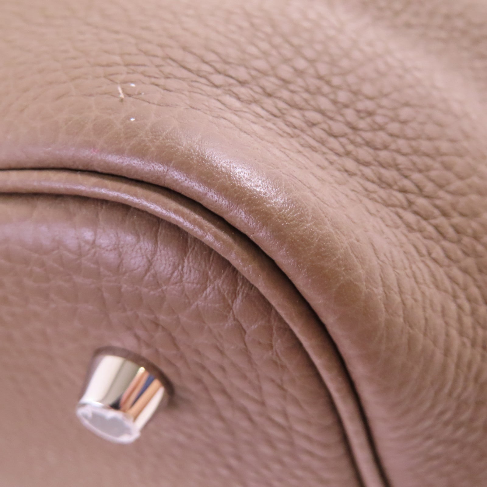 HERMES Clemence皮革Picotin MM Tote Bag銀扣手挽袋Etoupe/大象灰色