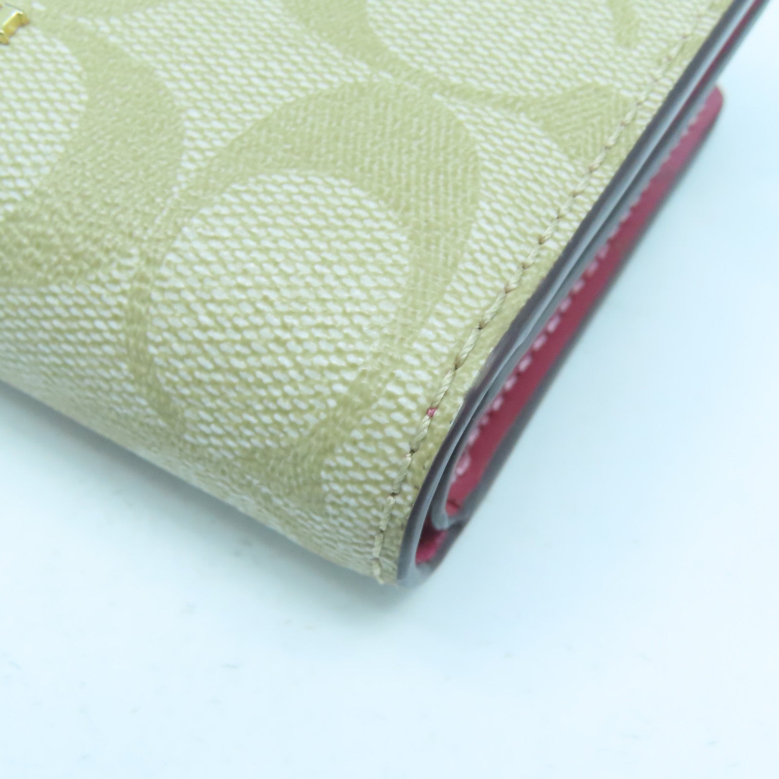 COACH 【激減優惠】塗層帆布Wallet金扣錢包粉紅色/米色