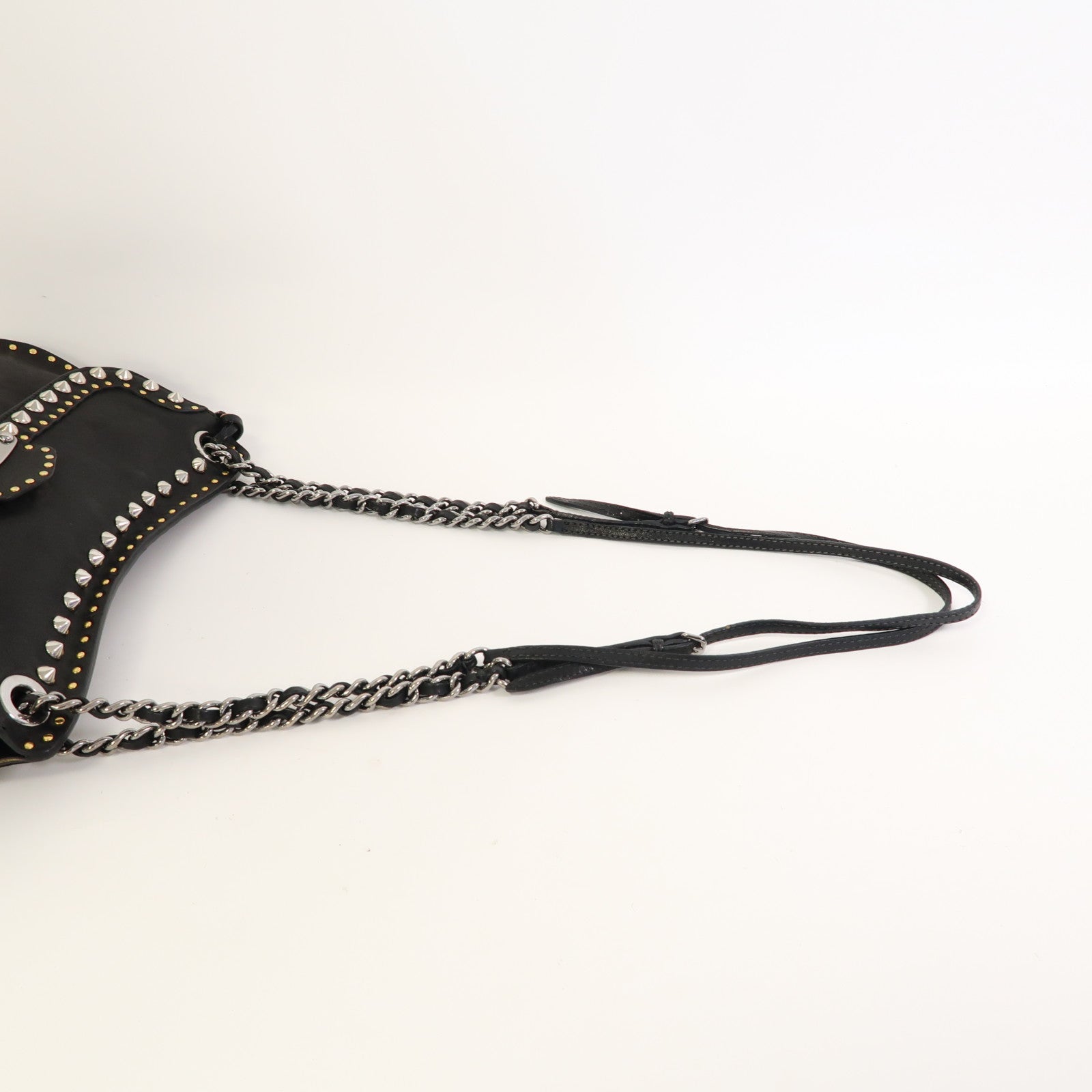 Miu Miu 【激減優惠】牛皮皮革Chain Shoulder鏈帶肩背袋黑色