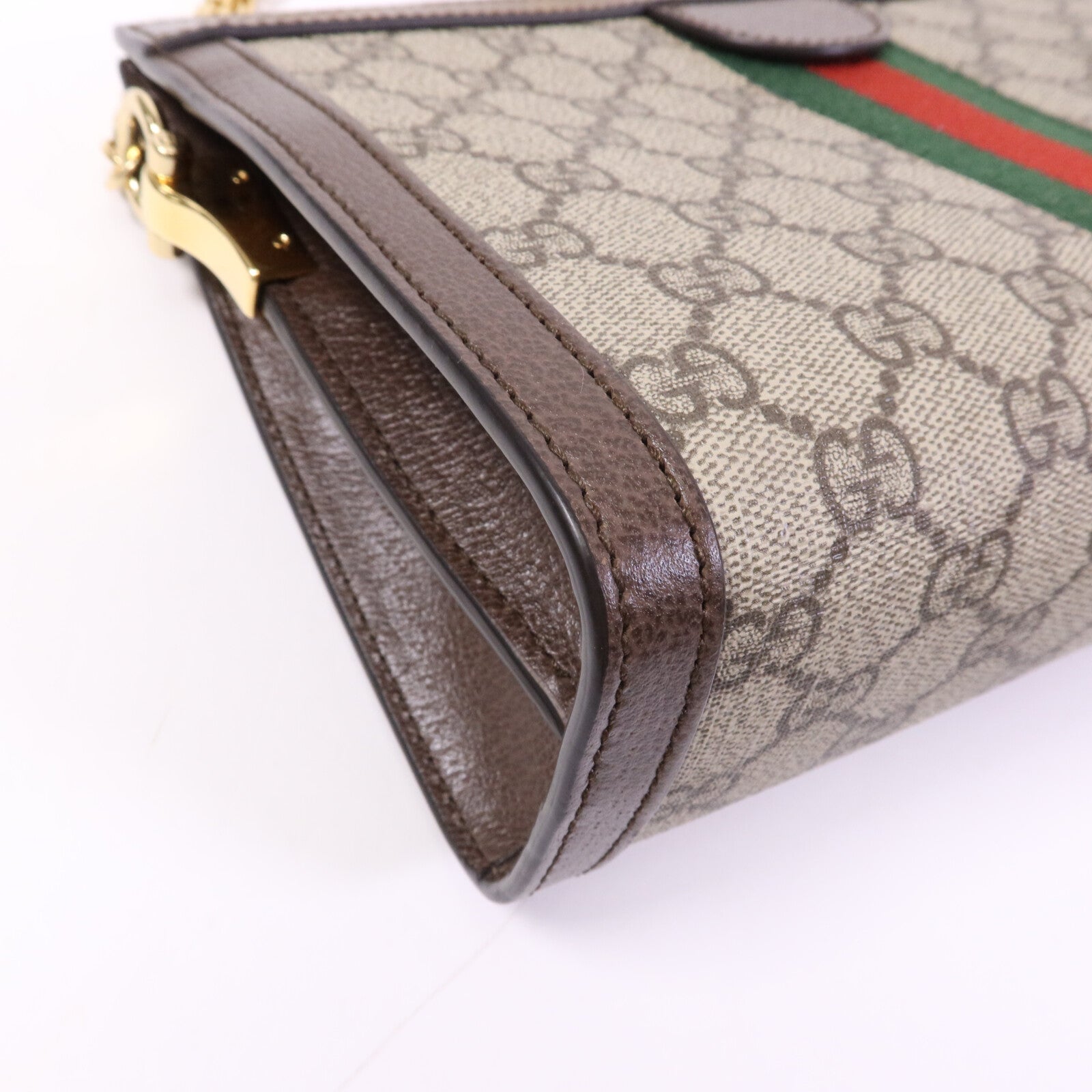 GUCCI 塗層帆布Ophidia GG金扣鏈帶肩背袋