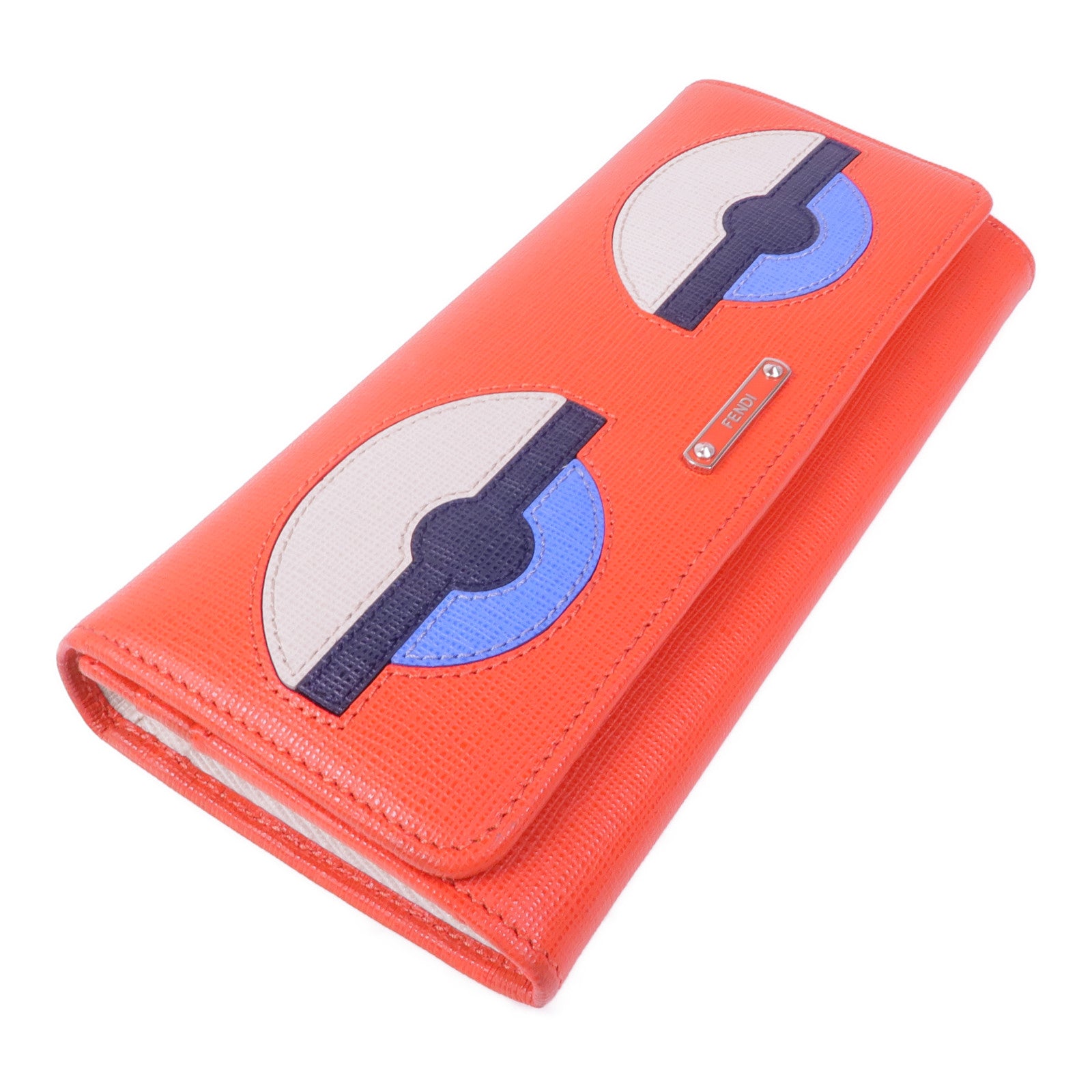 FENDI 皮革Long Wallet銀扣長錢包