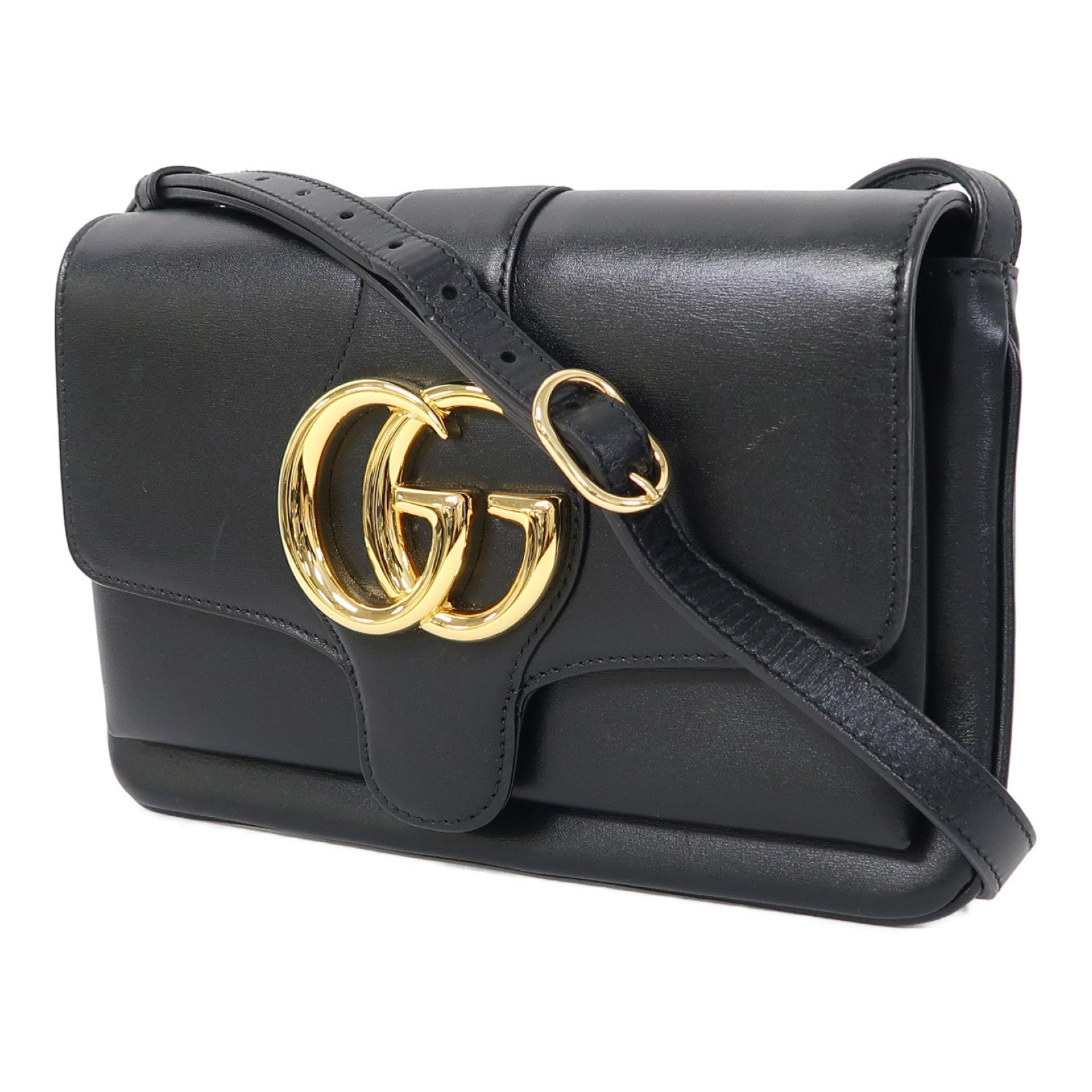 GUCCI 牛皮皮革Shoulder Bag金扣肩背袋黑色