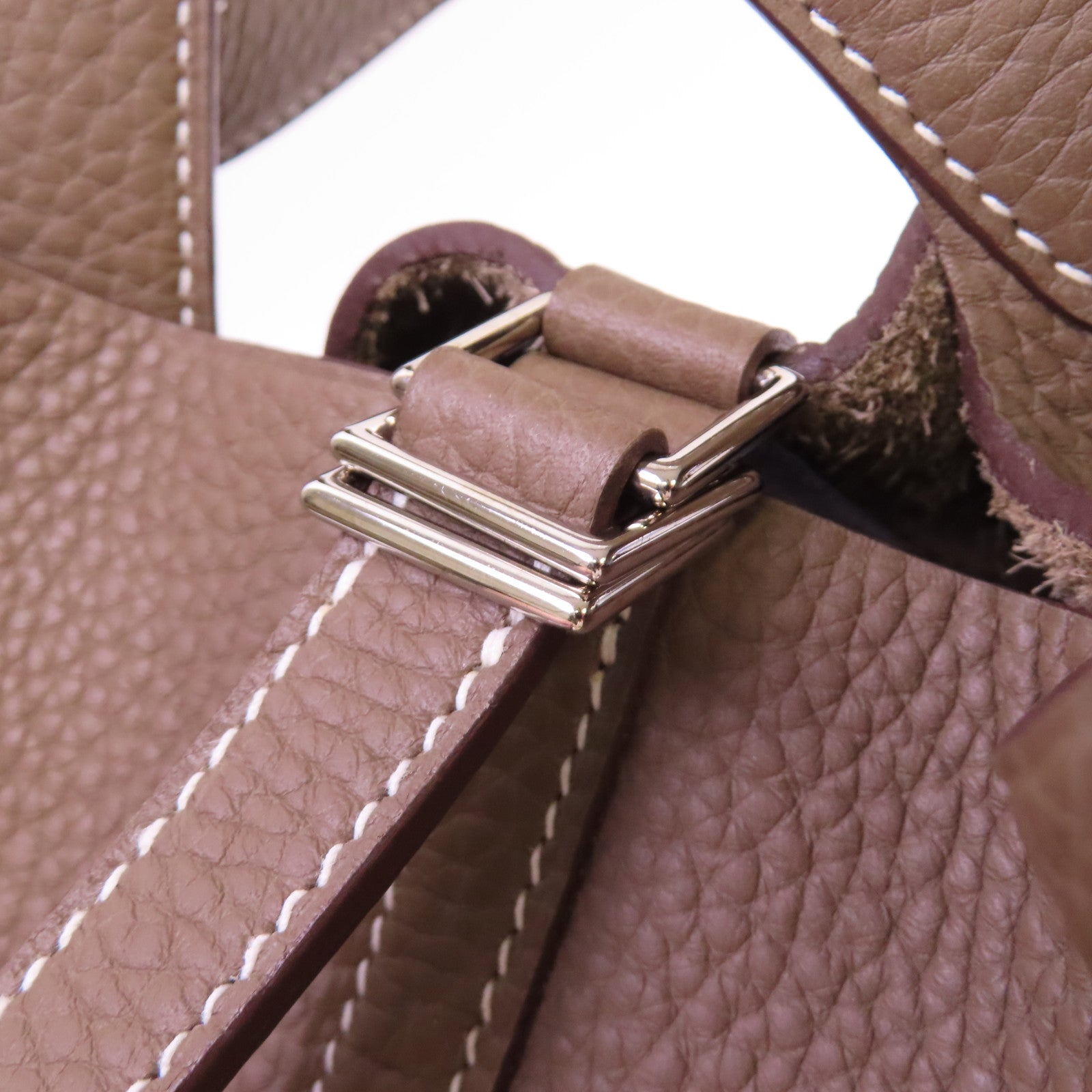HERMES Clemence皮革Picotin MM Tote Bag銀扣手挽袋Etoupe/大象灰色