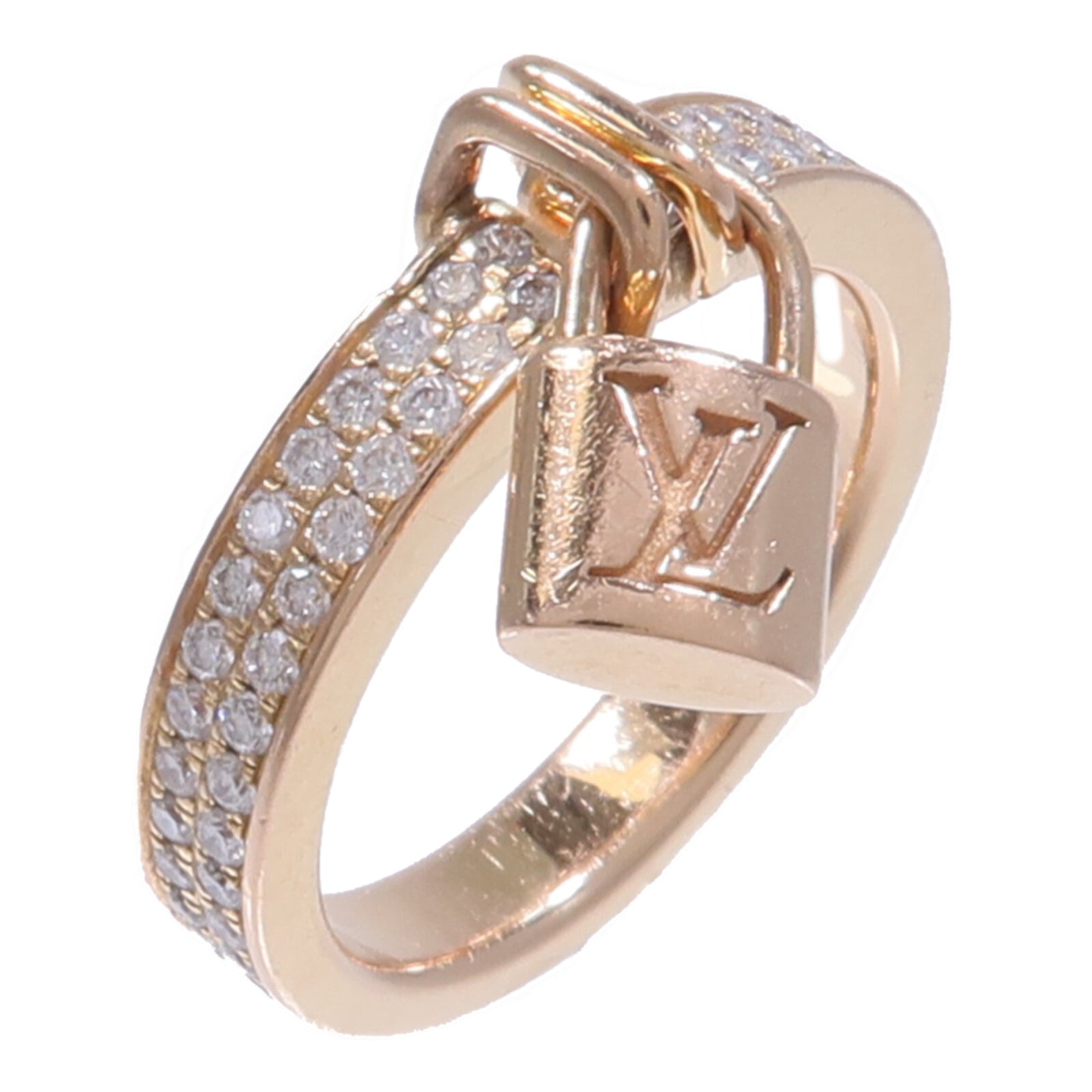 LOUIS VUITTON 18K玫瑰金Lockit Diamond Ring鑽石戒指