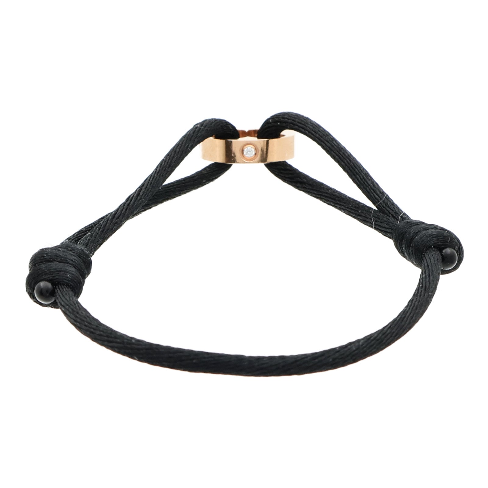 LOUIS VUITTON 18K玫瑰金/聚酯纖維Empreinte Cord 4Dia Bracelet鑽石手鐲