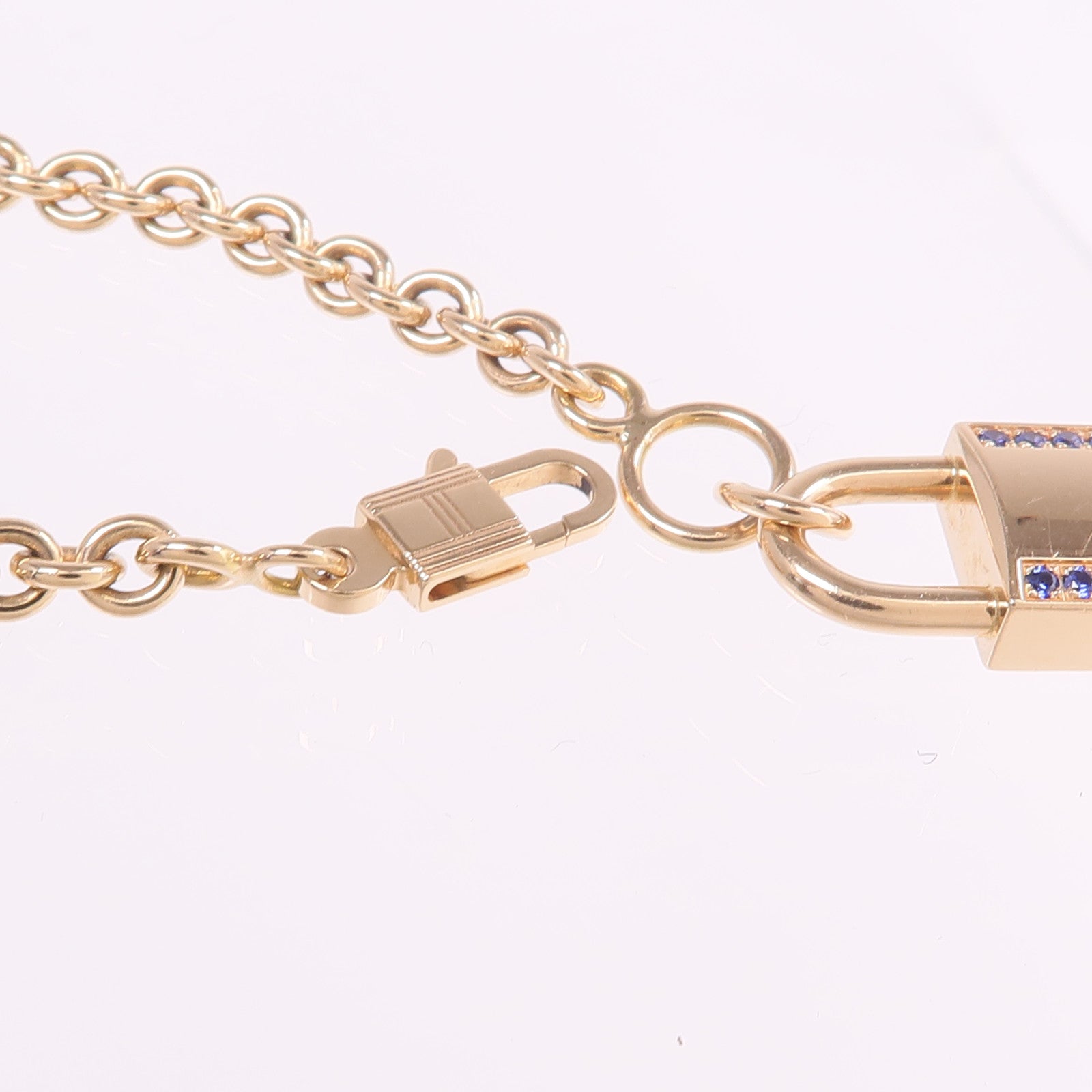 HERMES 18K玫瑰金/藍寶石Amulettes Cadenas Bracelet手鏈