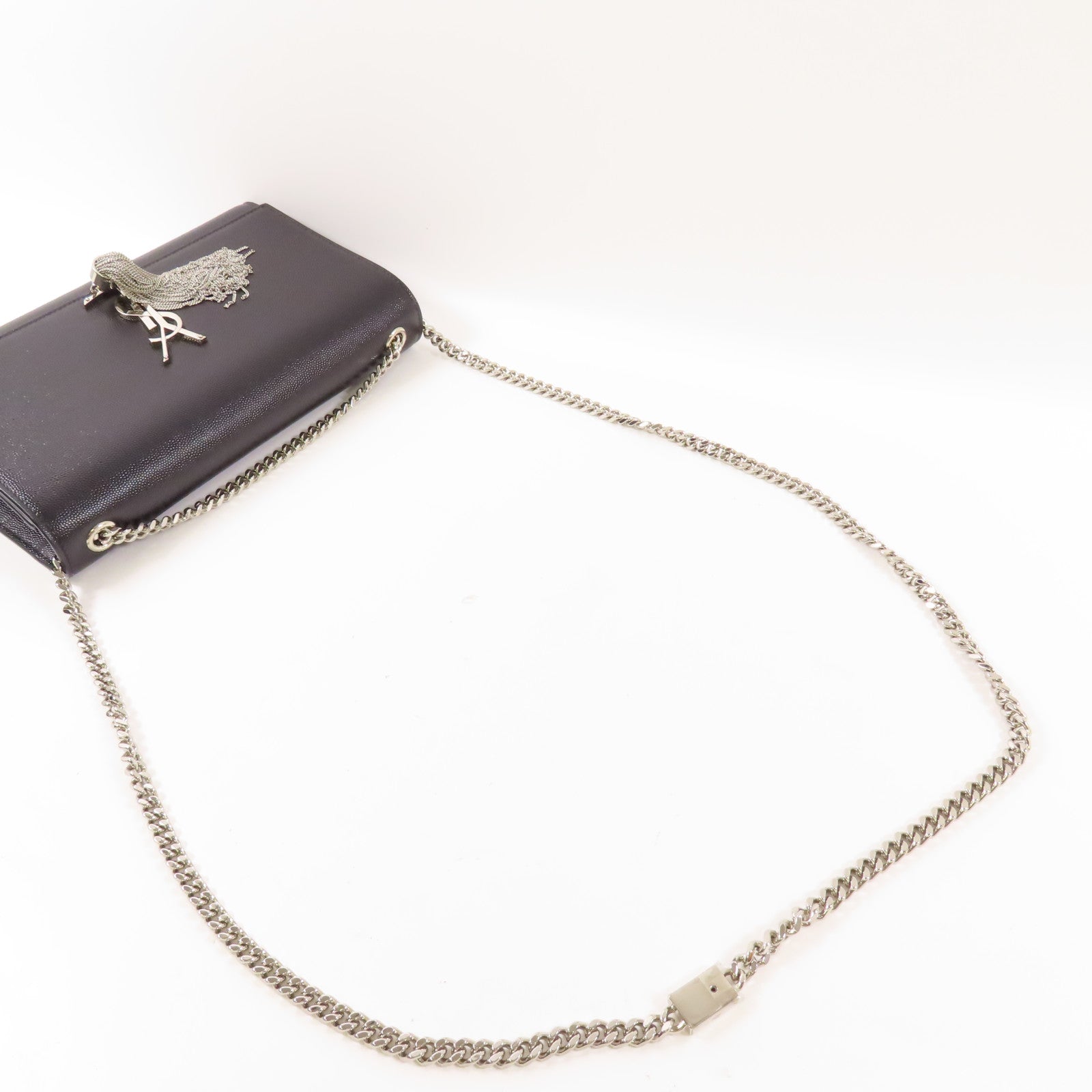 SAINT LAURENT 牛皮皮革Kate Medium銀扣鏈帶肩背袋