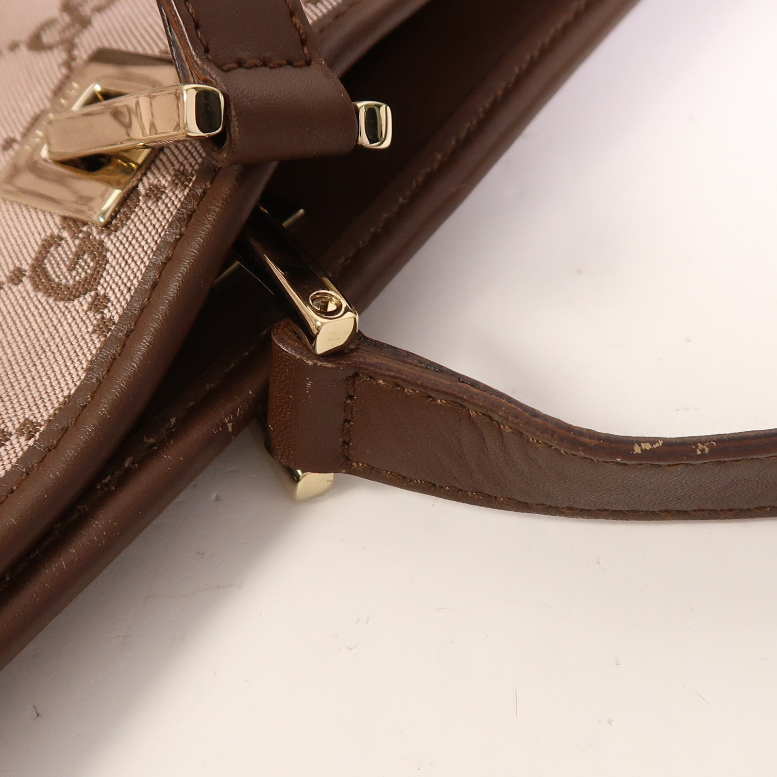 GUCCI 帆布Tote Bag金扣肩背袋