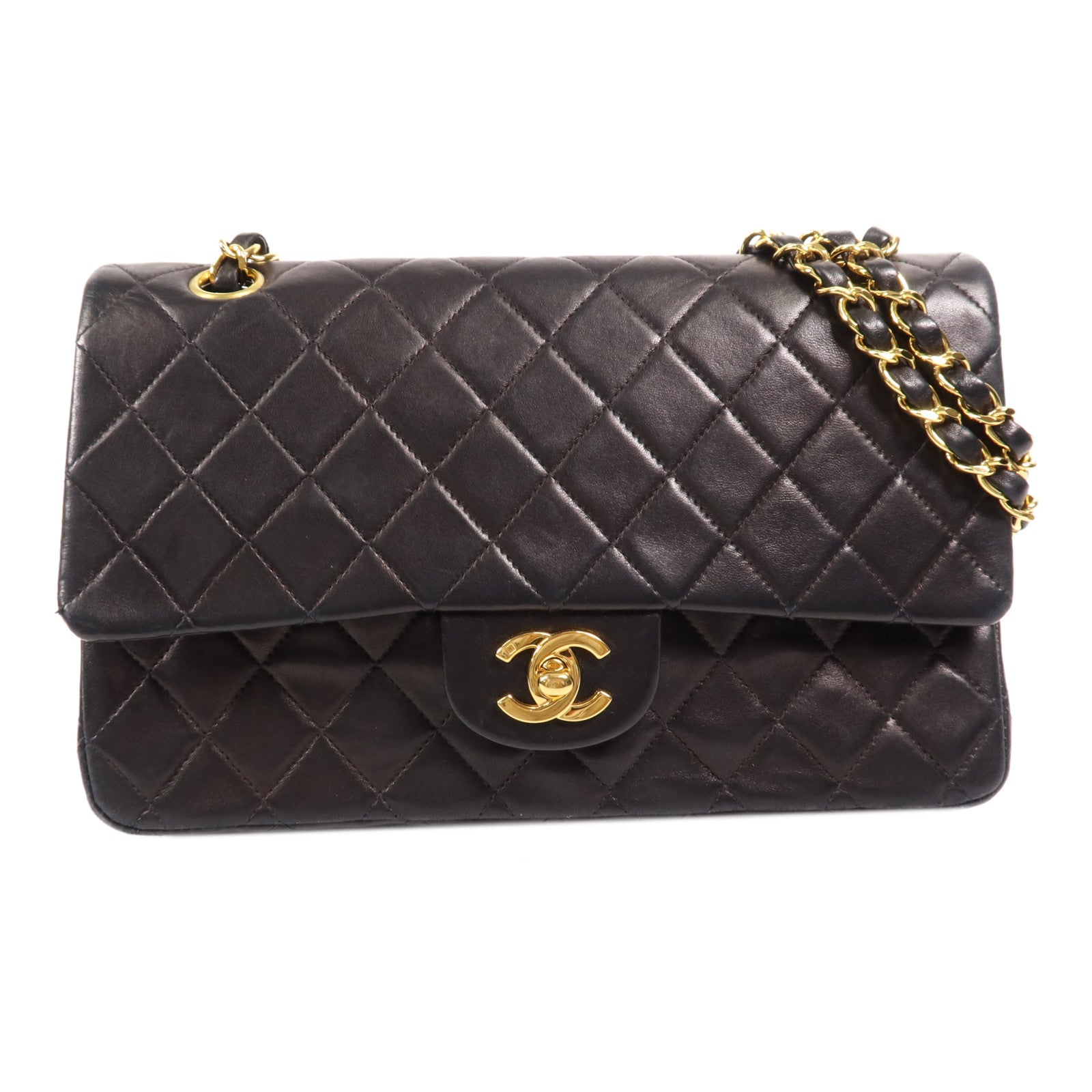 CHANEL 羊皮皮革Vintage Classic 11.12金扣鏈帶肩背袋