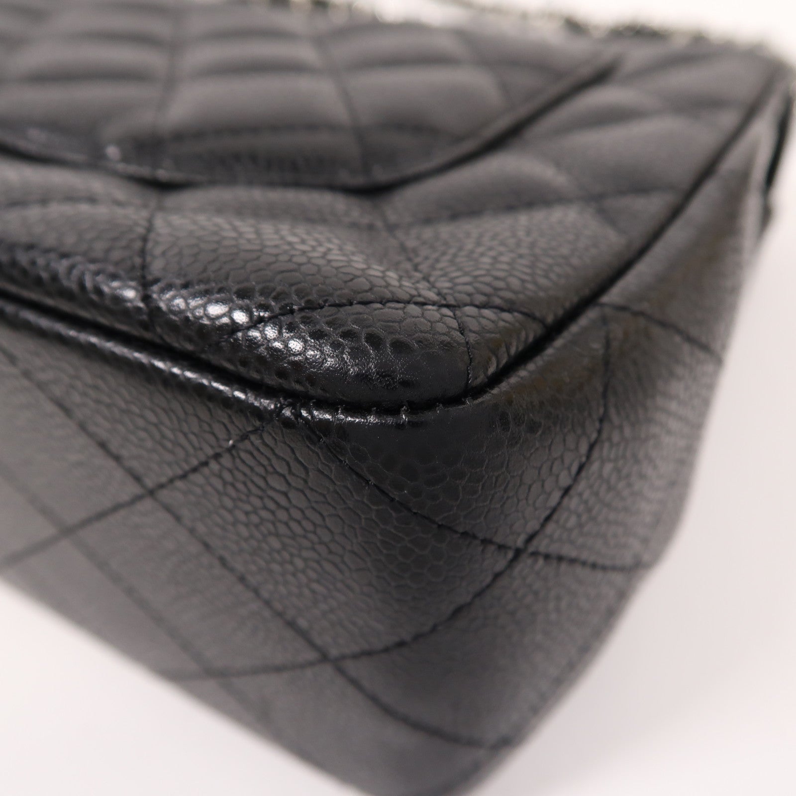 CHANEL 牛皮皮革Large Classic銀扣鏈帶肩背袋