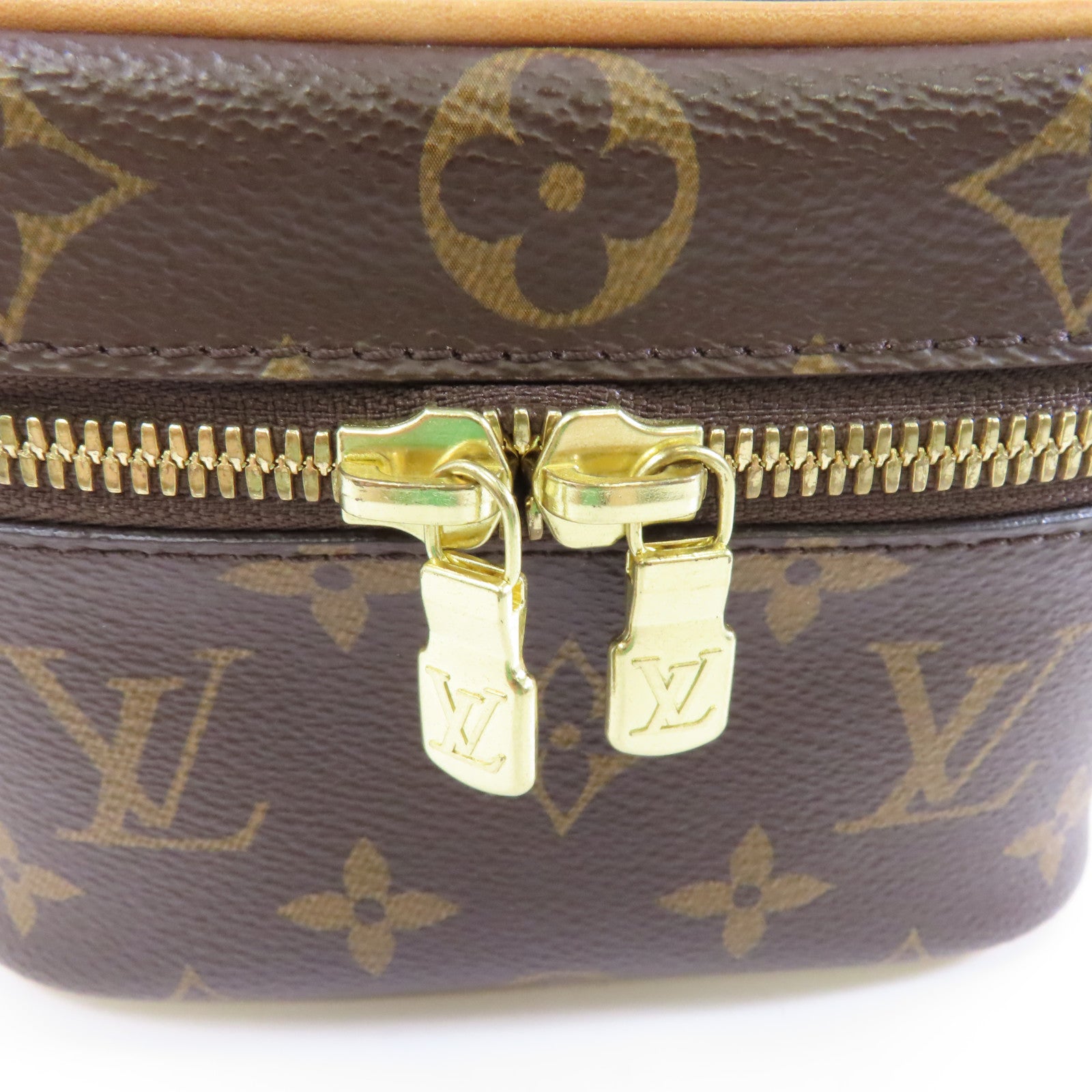 LOUIS VUITTON Monogram Nice Nano金扣手挽袋棕色