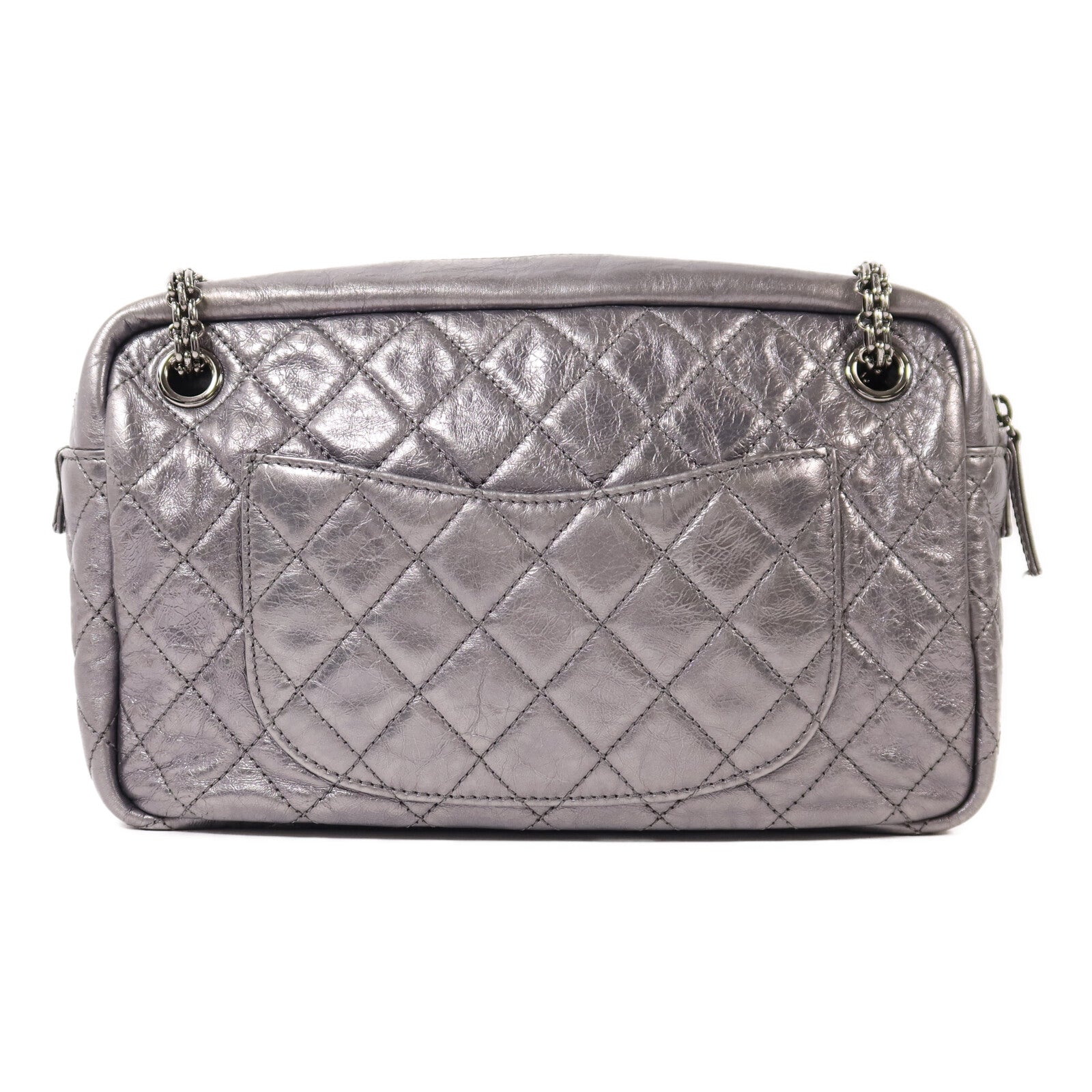 CHANEL 牛皮皮革Shoulder Bag銀扣鏈帶肩背袋
