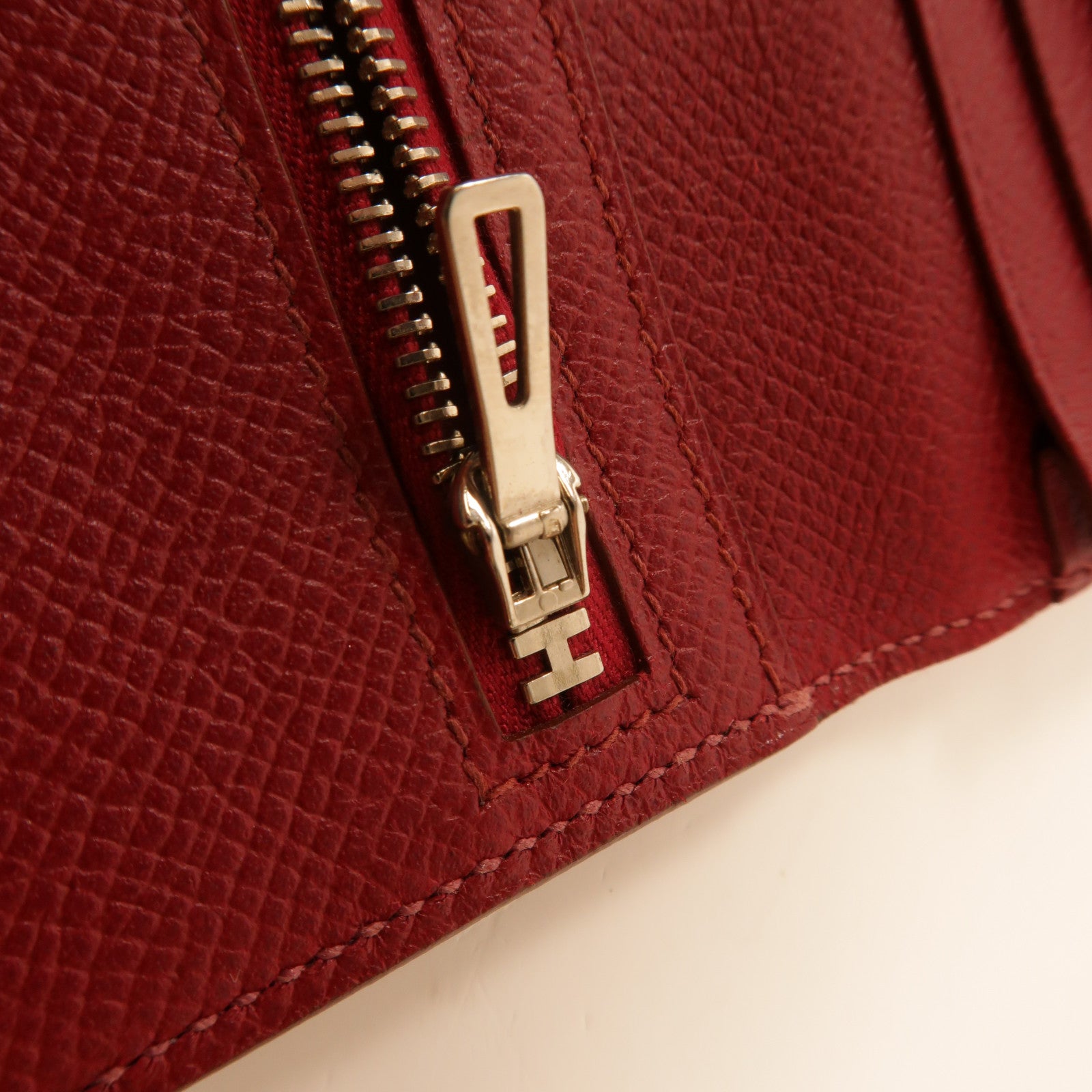 HERMES PHW Bearn Long Wallet Evercolor Leather Rouge Grenade