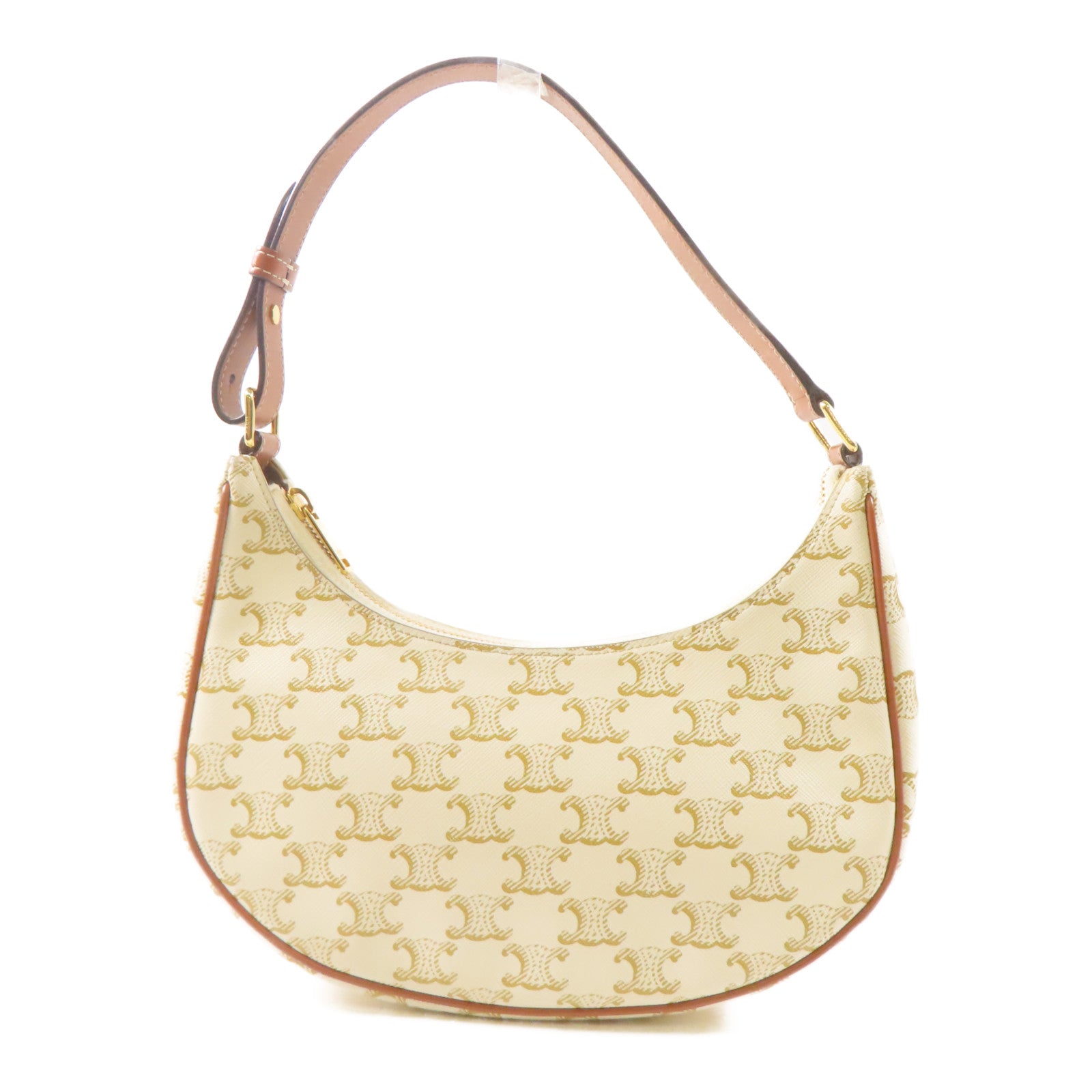CELINE 塗層帆布Ava Bag金扣肩背袋白色