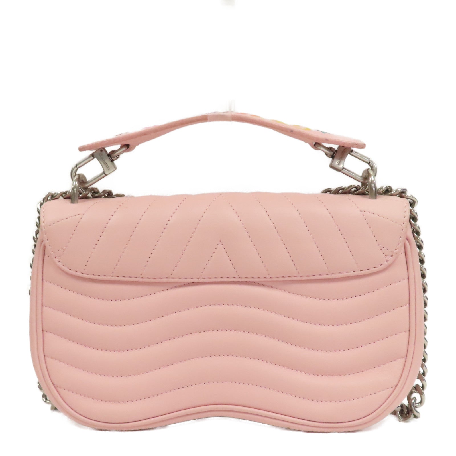 LOUIS VUITTON 【激減優惠】牛皮皮革New Wave MM銀扣手挽肩背兩用袋粉紅色