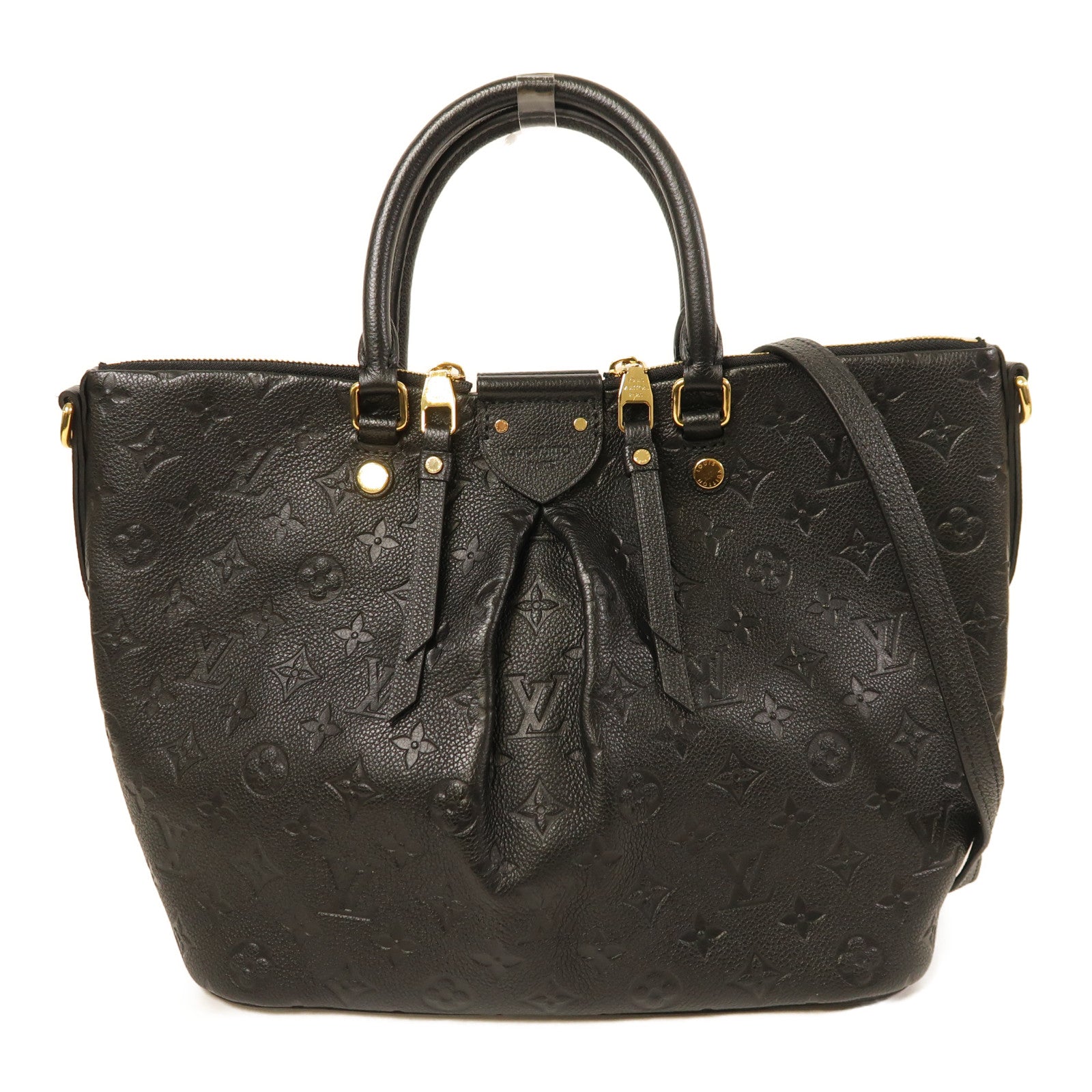 LOUIS VUITTON Monogram Empreinte Mazarine MM金扣手挽肩背兩用袋黑色