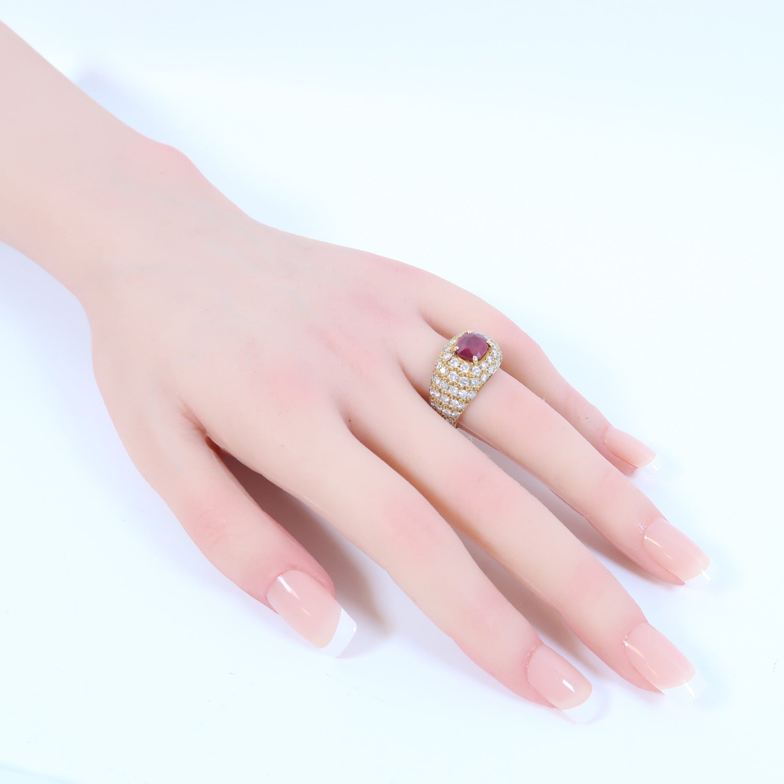 JEWELRY 【激減優惠】18K黃金Ruby Ring 2.864ct紅寶石/2.08ct鑽石戒指US#8.25
