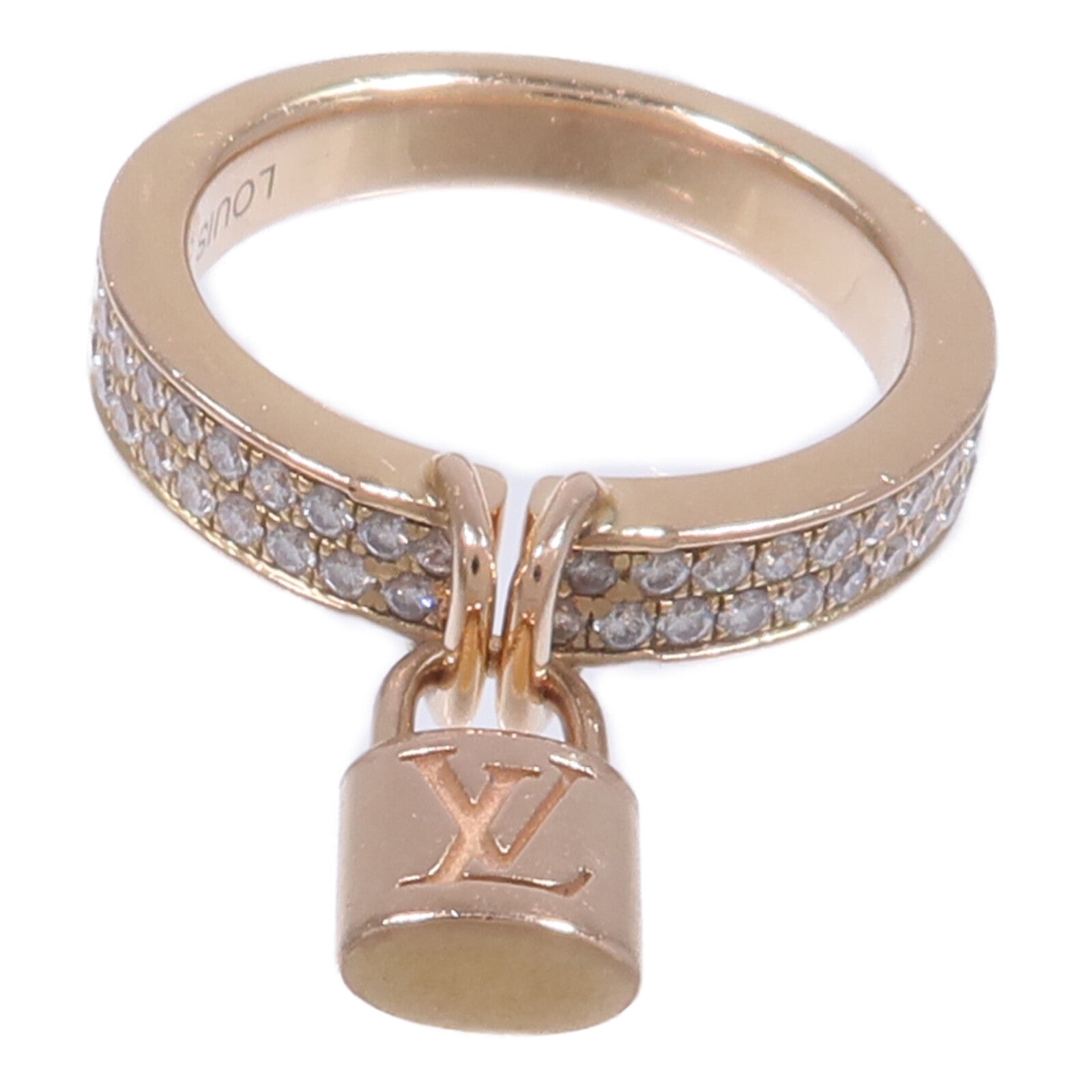 LOUIS VUITTON 18K玫瑰金Lockit Diamond Ring鑽石戒指