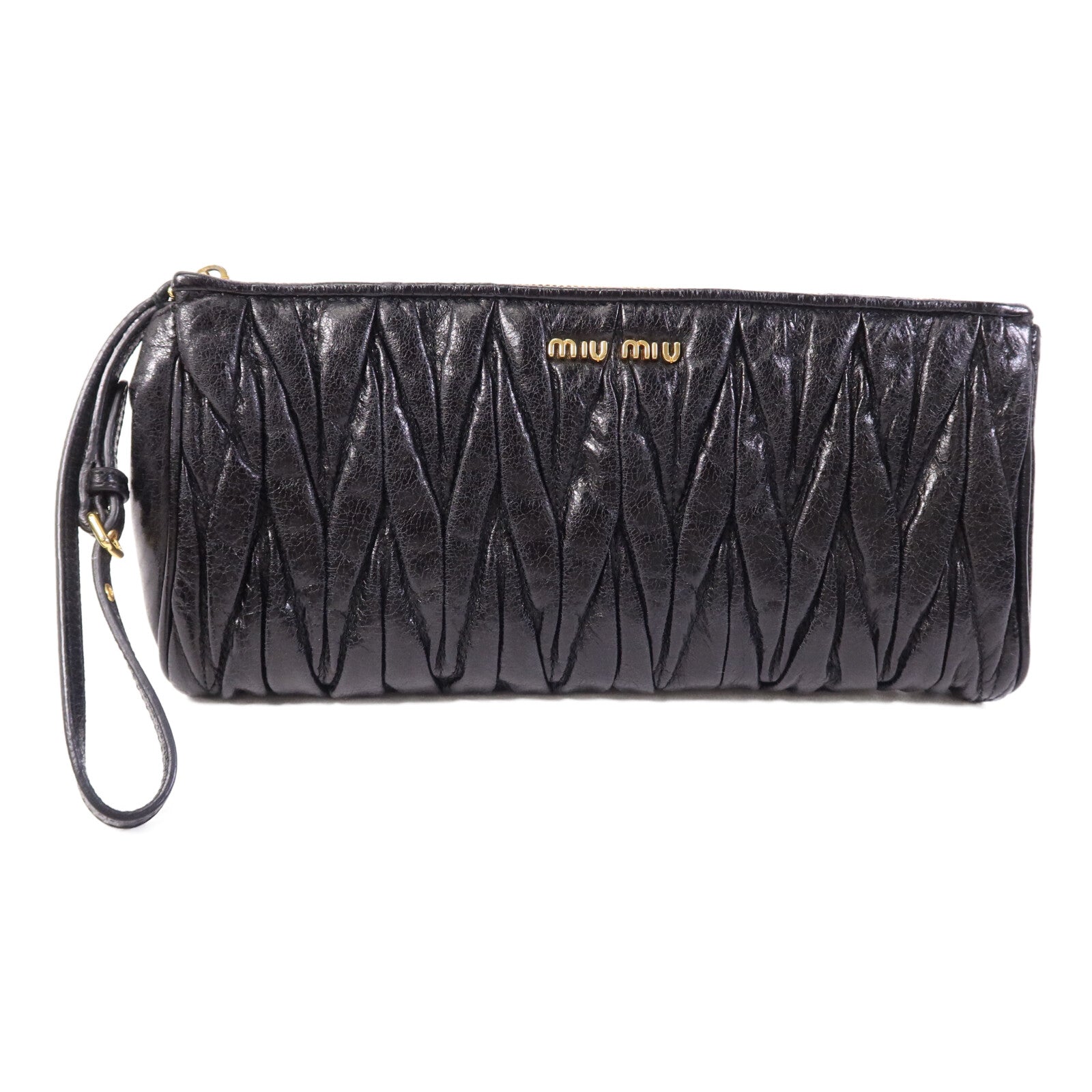 Miu Miu 羊皮皮革Wristlet金扣手拿包
