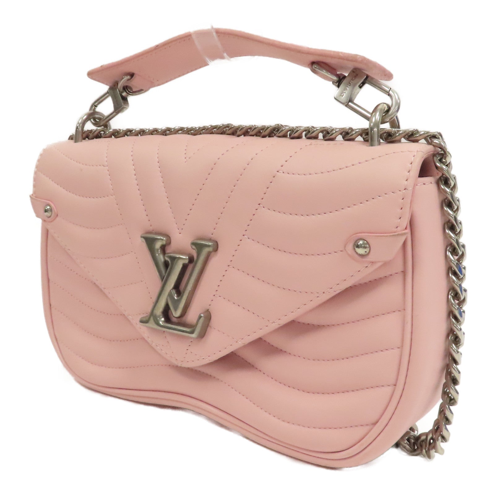 LOUIS VUITTON 【激減優惠】牛皮皮革New Wave MM銀扣手挽肩背兩用袋粉紅色