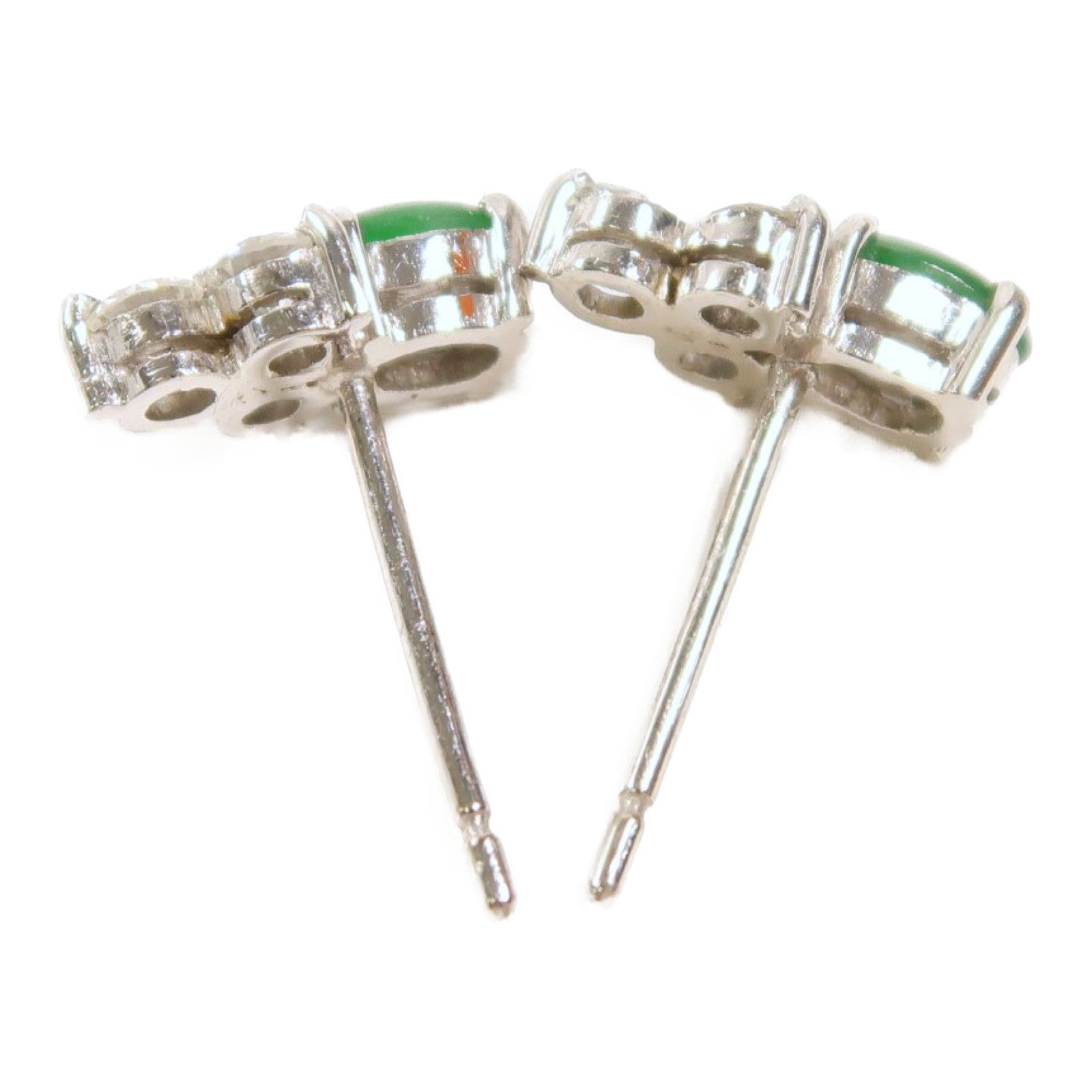 JEWELRY 【激減優惠】18K白金Jade/Diamond Earrings翡翠/鑽石耳環