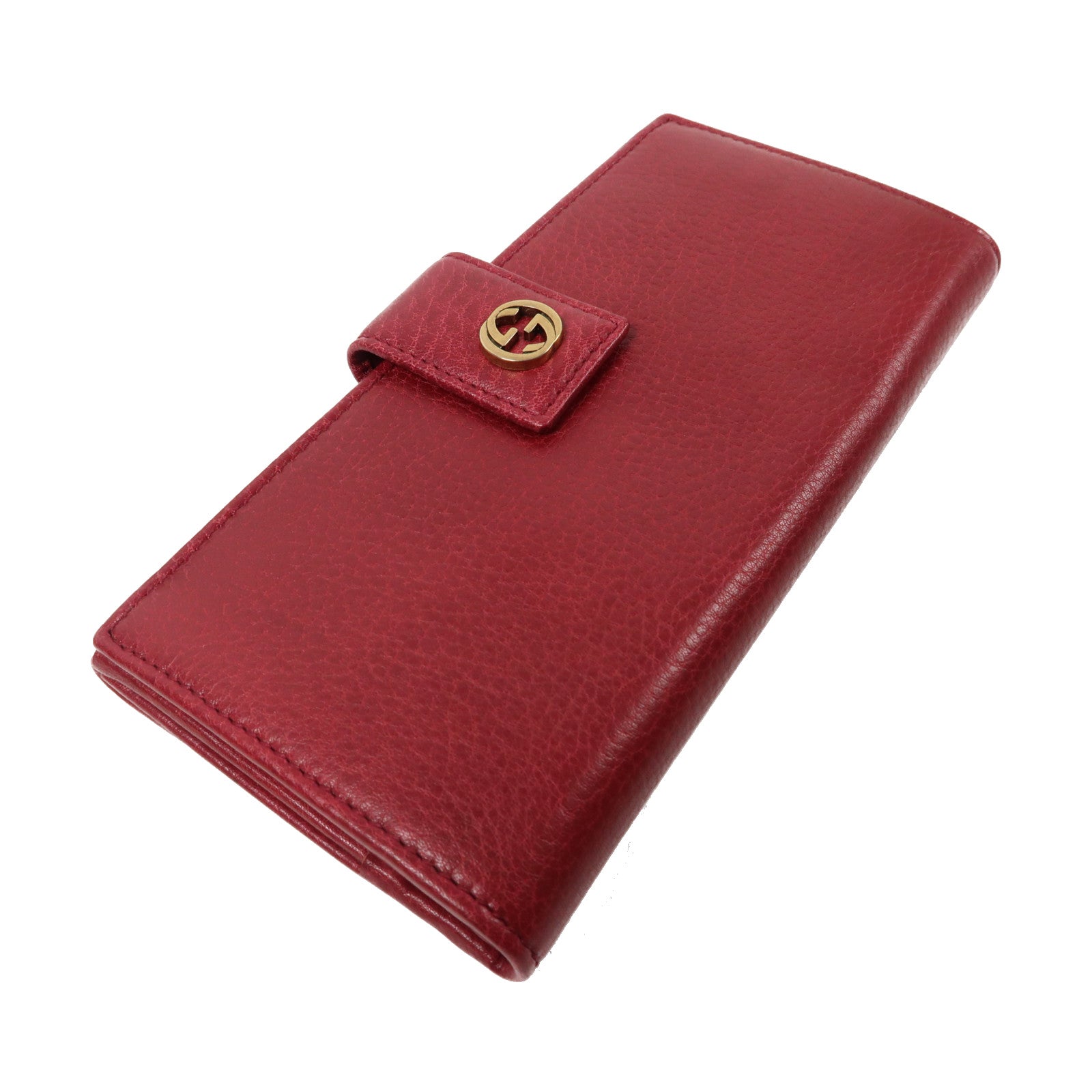 GUCCI 牛皮皮革Long Wallet金扣長錢包紅色