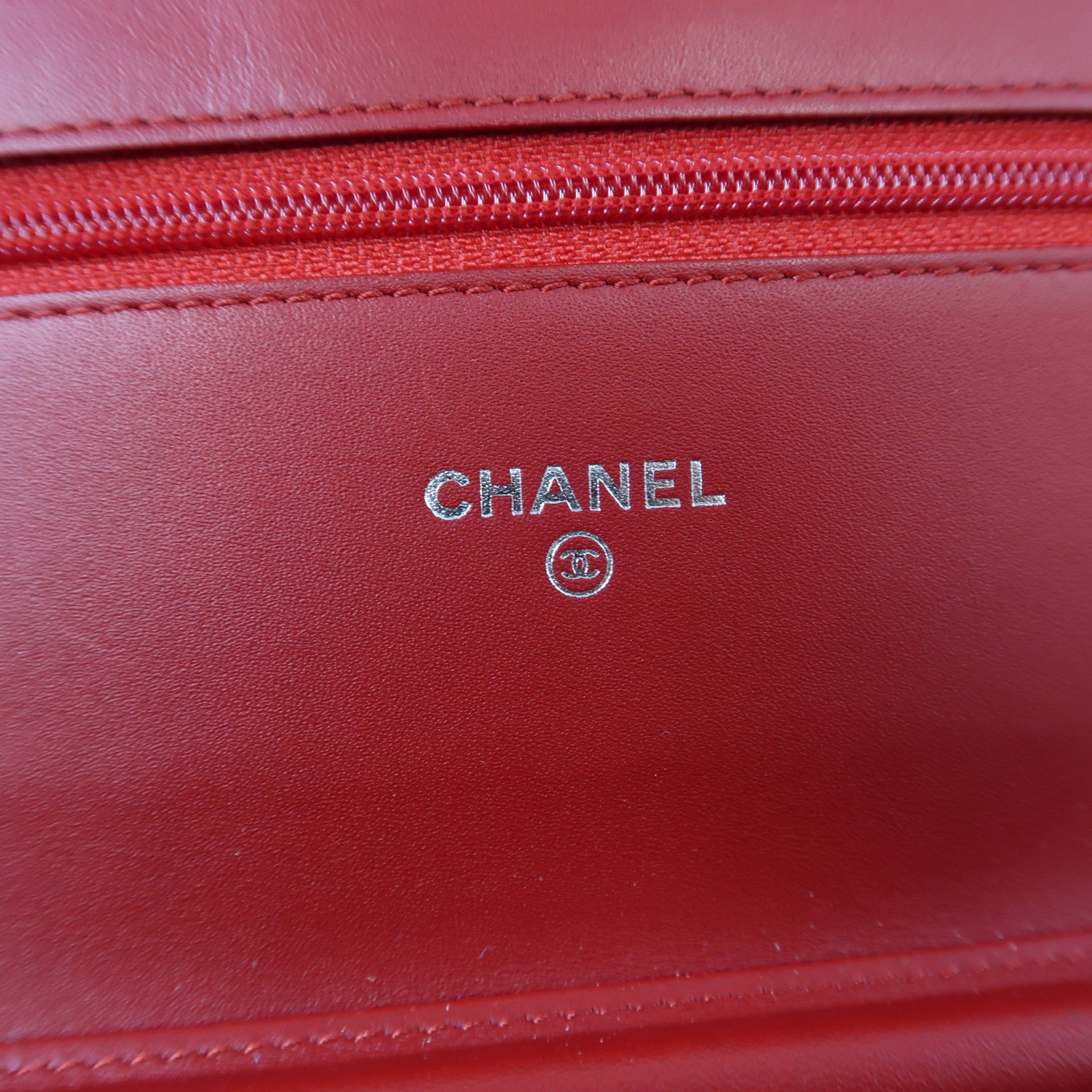 CHANEL 菱格漆皮皮革Wallet On Chain銀扣鏈帶肩背袋紅色
