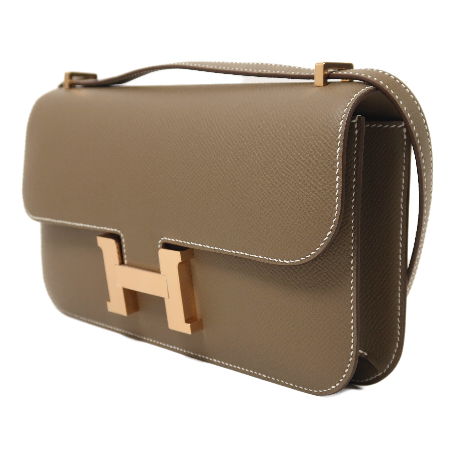 HERMES Epsom皮革Constance Elan金扣肩背袋Etoupe
