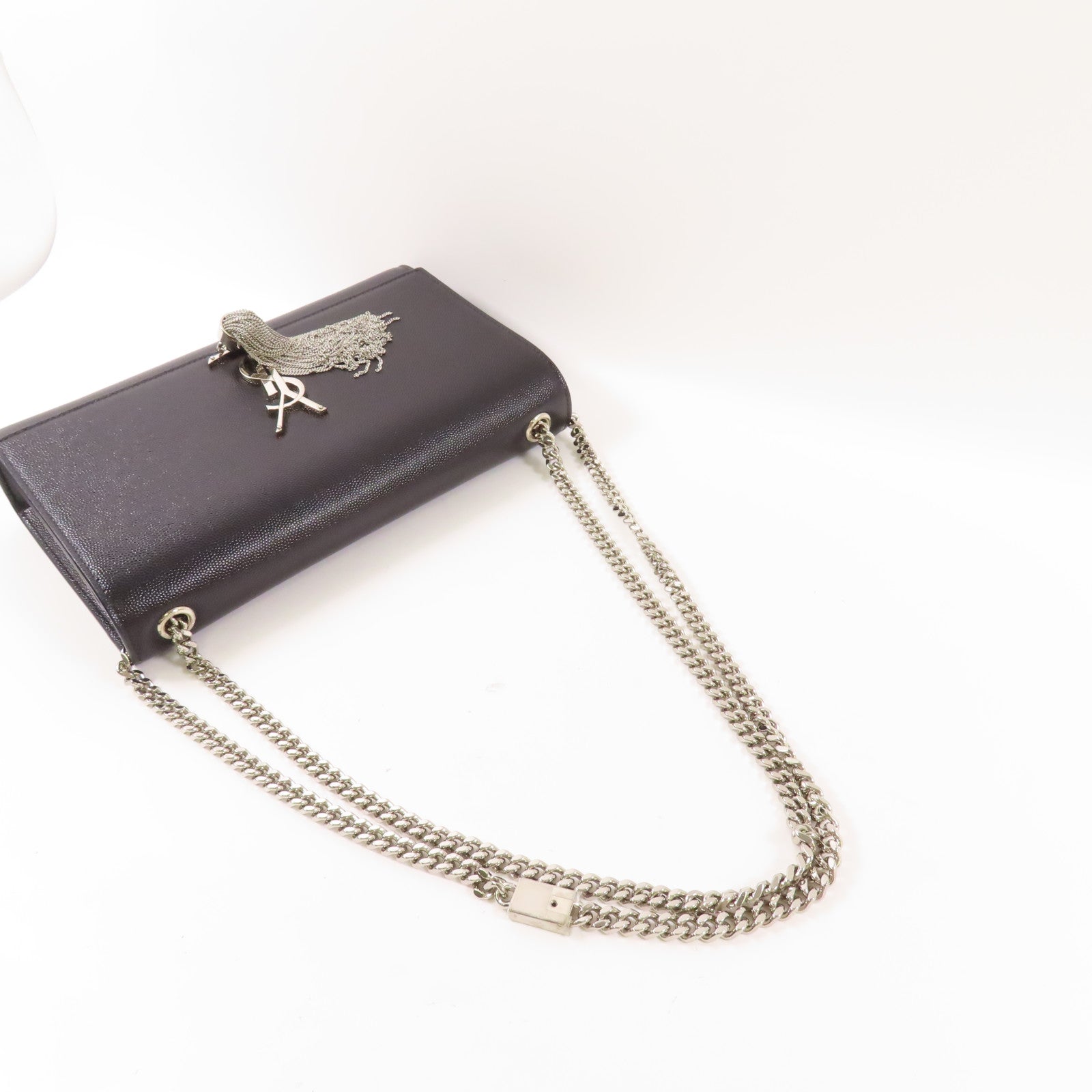 SAINT LAURENT 牛皮皮革Kate Medium銀扣鏈帶肩背袋