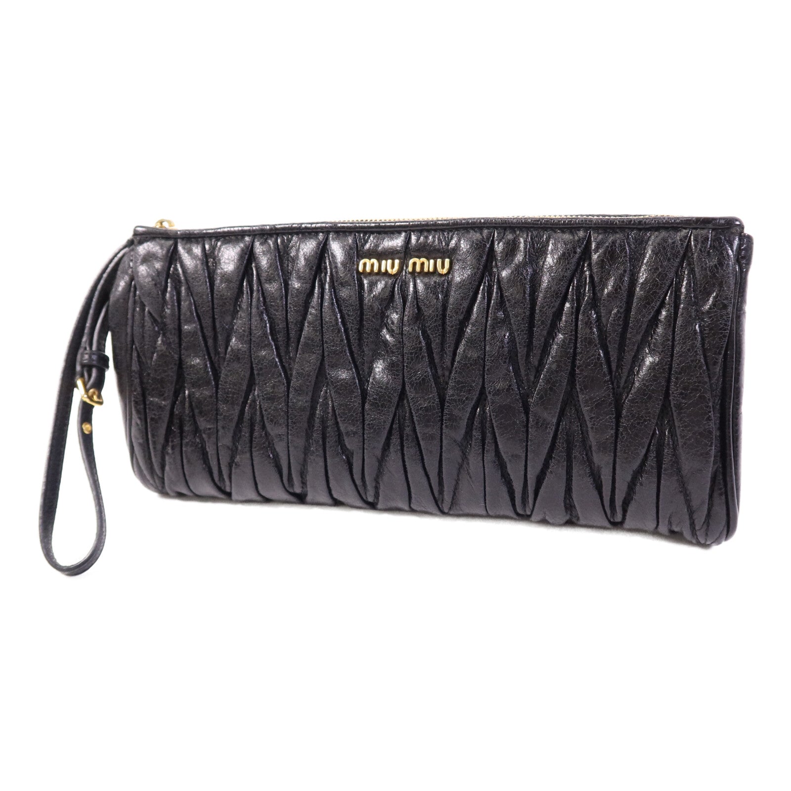 Miu Miu 羊皮皮革Wristlet金扣手拿包