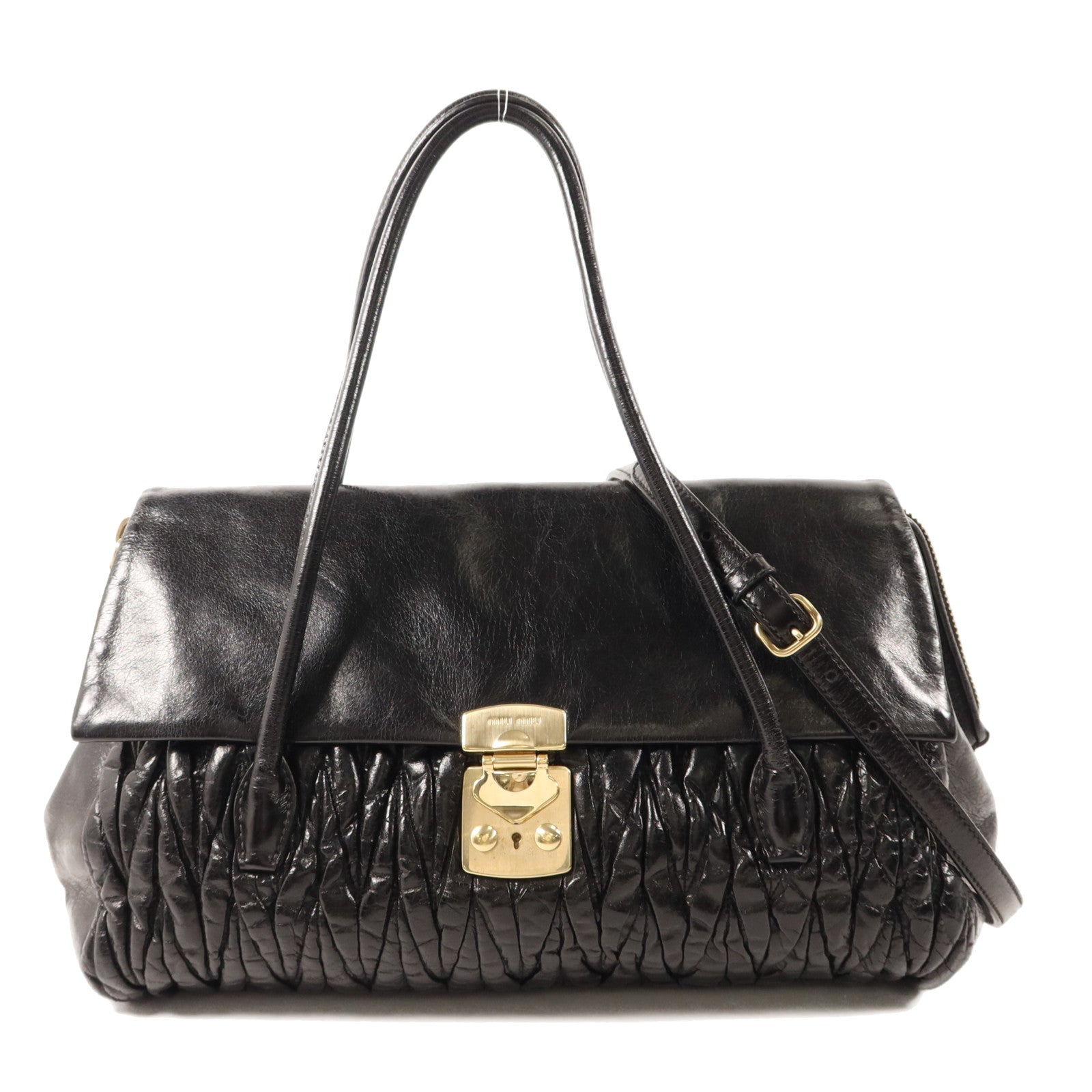Miu Miu 牛皮皮革2 Way Shoulder Bag金扣手挽肩背兩用袋