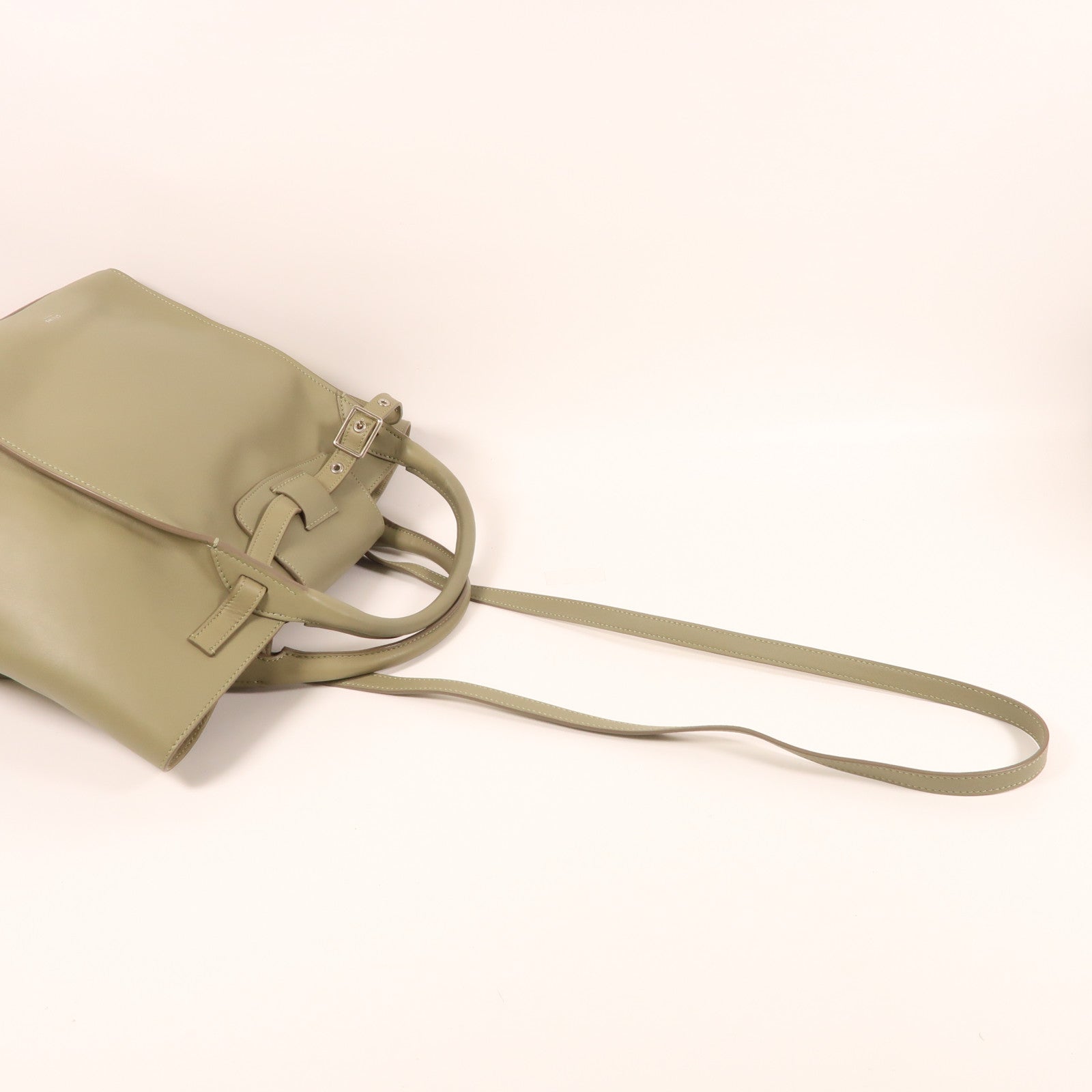 CELINE 牛皮皮革Big Bag銀扣手挽肩背兩用袋綠色