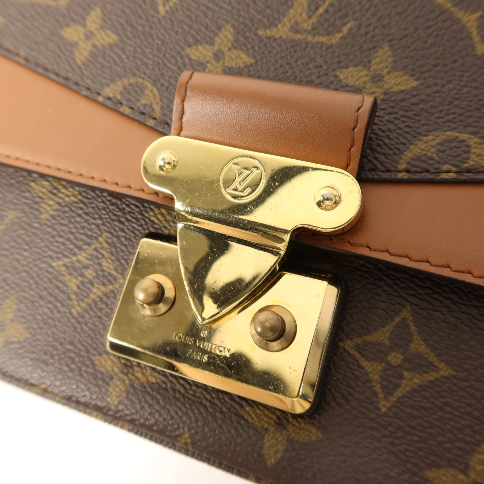 LOUIS VUITTON Monogram Marceau金扣鏈帶肩背袋棕色