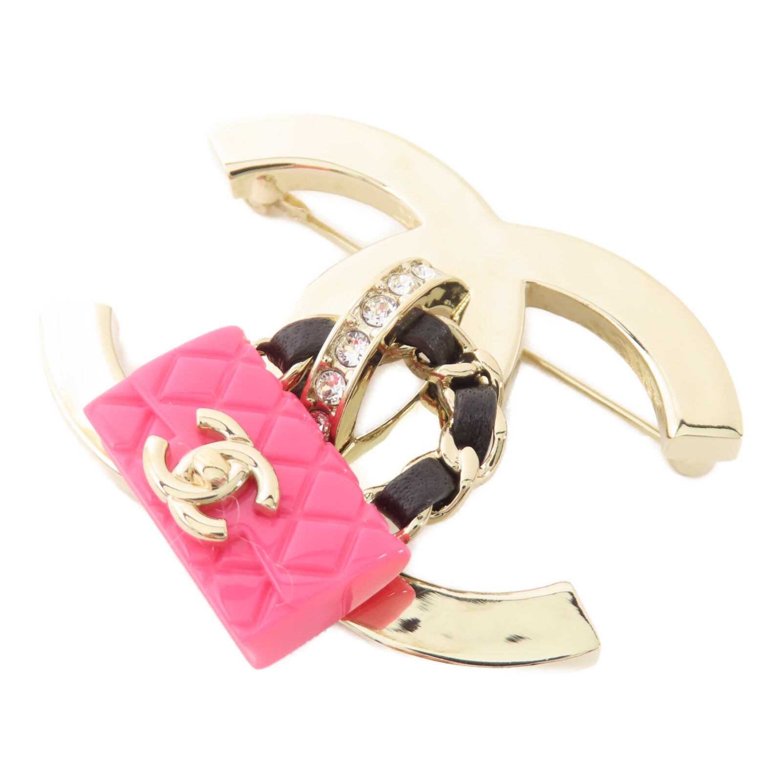 CHANEL 金屬/水鑽Brooch金扣胸針