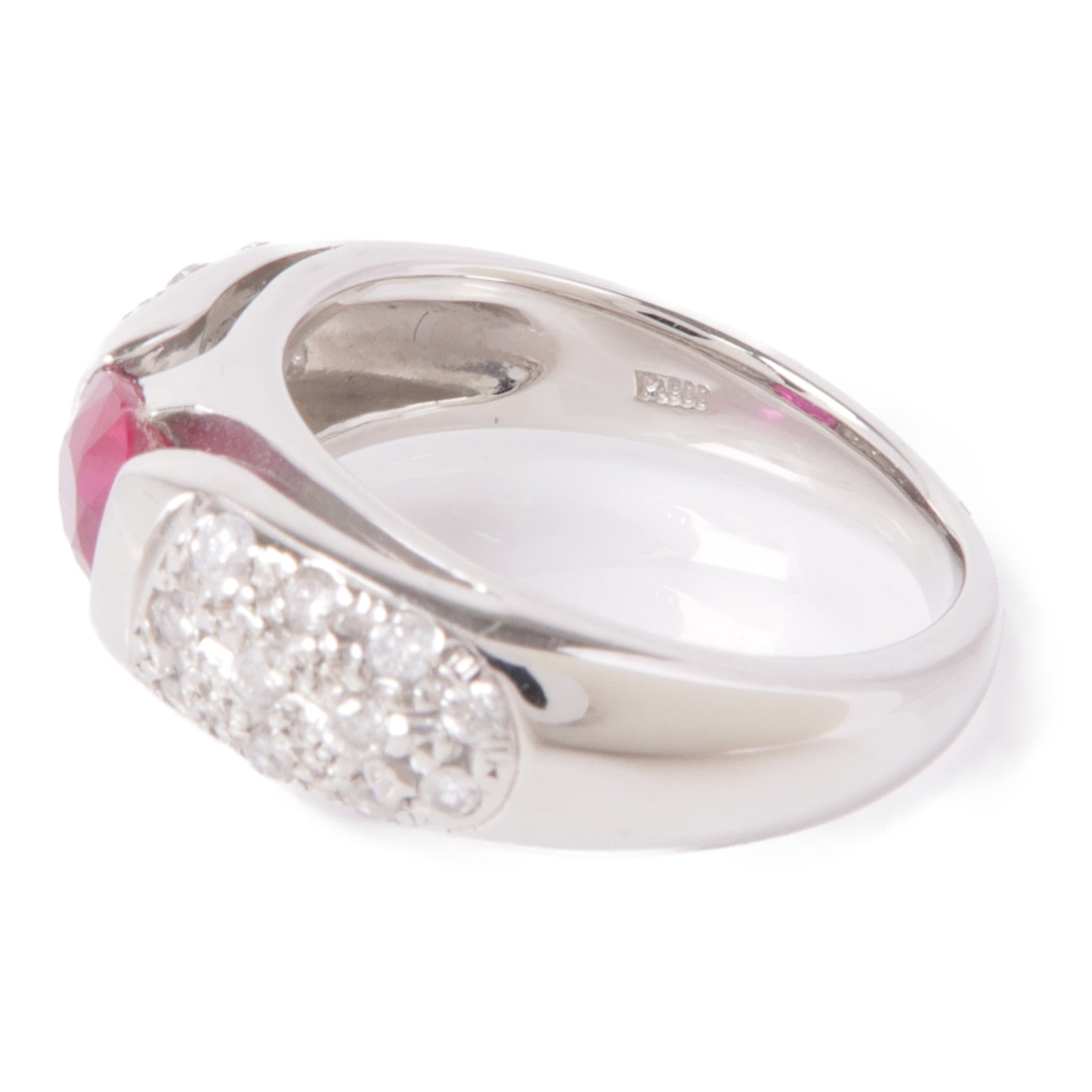 JEWELRY 【激減優惠】PT900鉑金Ruby/Diamond Ring紅寶石/鑽石戒指US#5.5