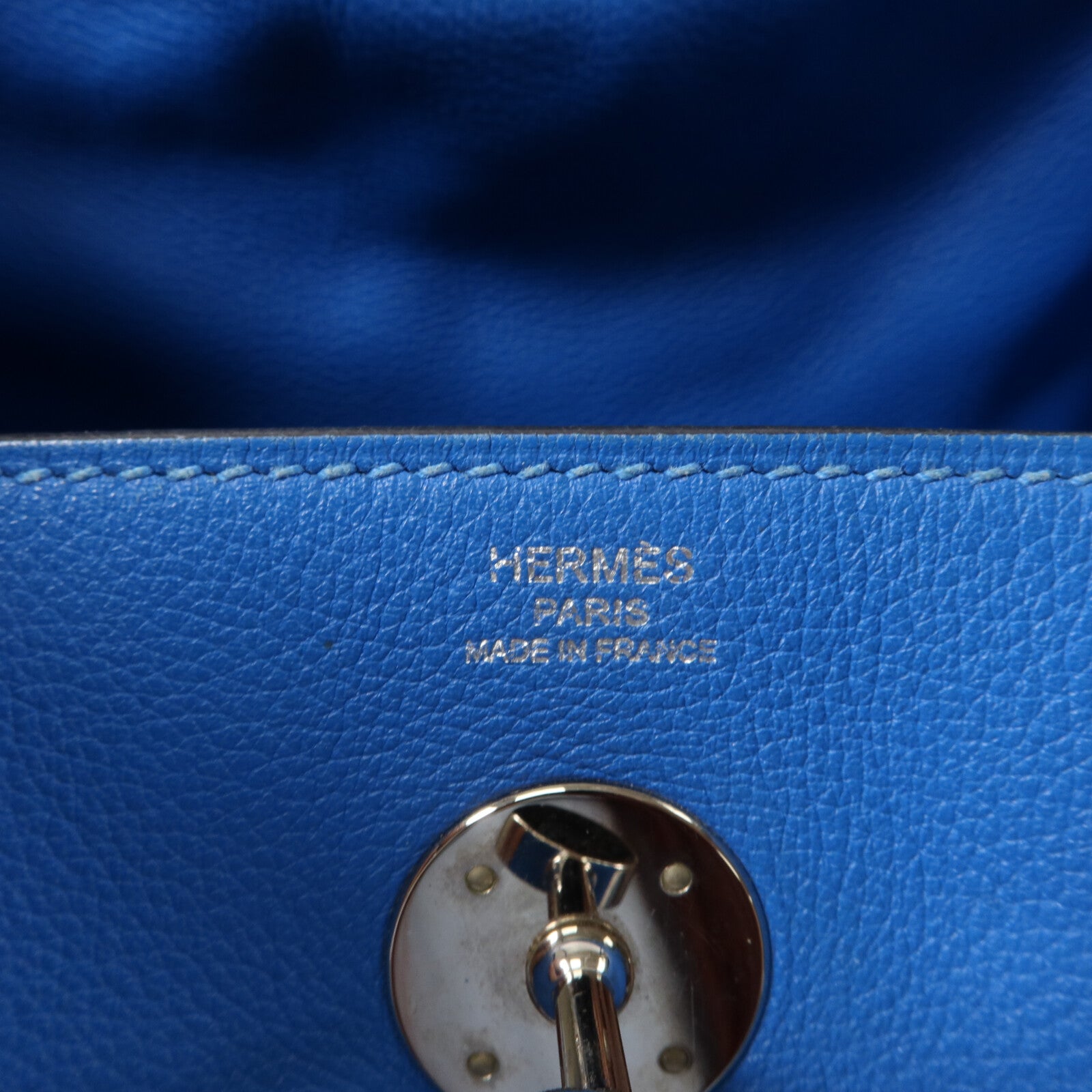 HERMES Evercolor皮革Lindy 26手挽肩背兩用袋Bleu Hydra