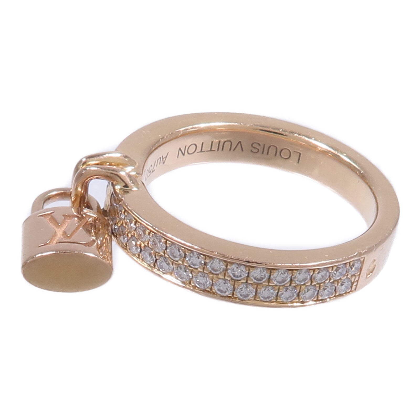 LOUIS VUITTON 18K玫瑰金Lockit Diamond Ring鑽石戒指